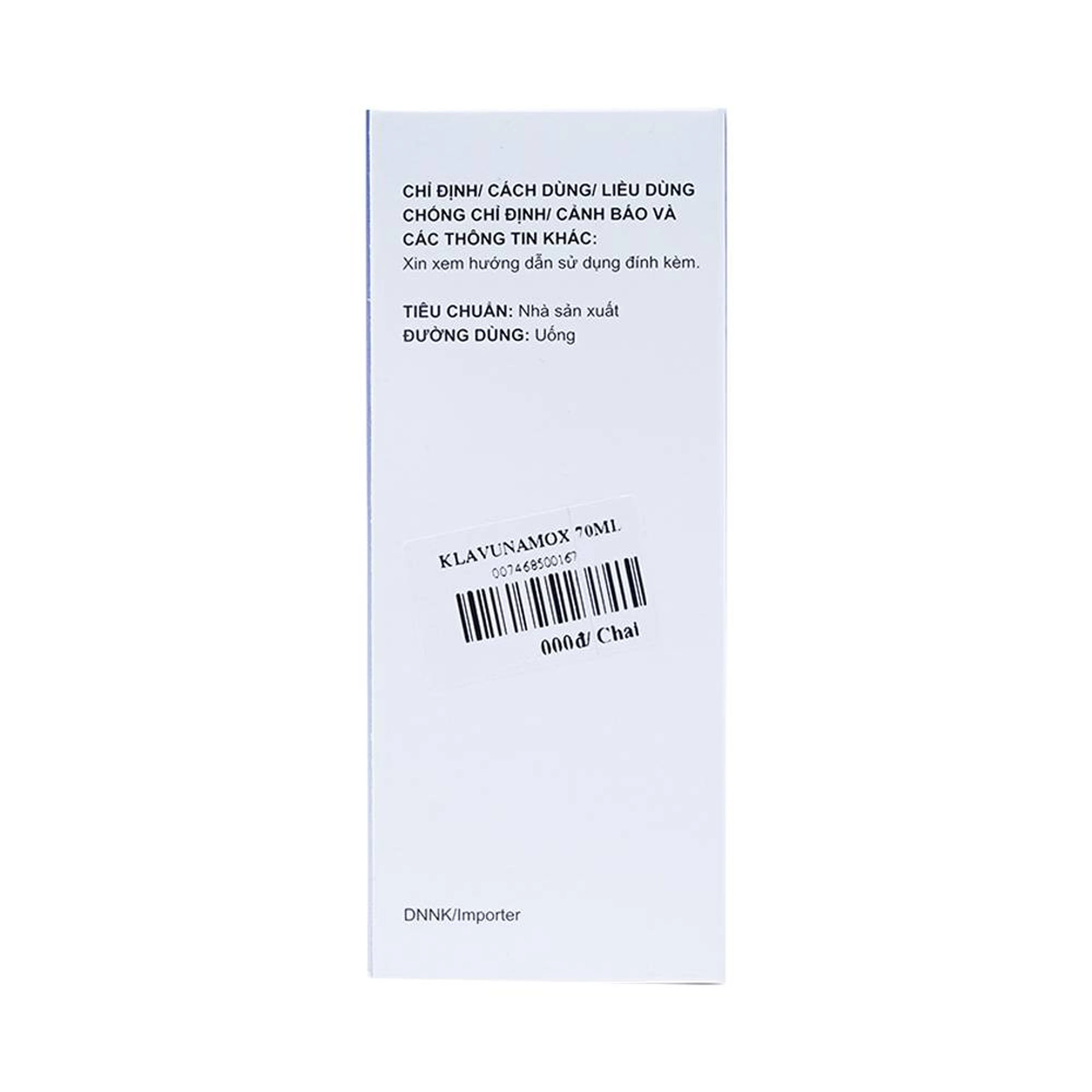 Bột pha hỗn dịch uống Klavunamox 400/57mg Atabay điều trị nhiễm khuẩn nặng đường hô hấp (70ml)