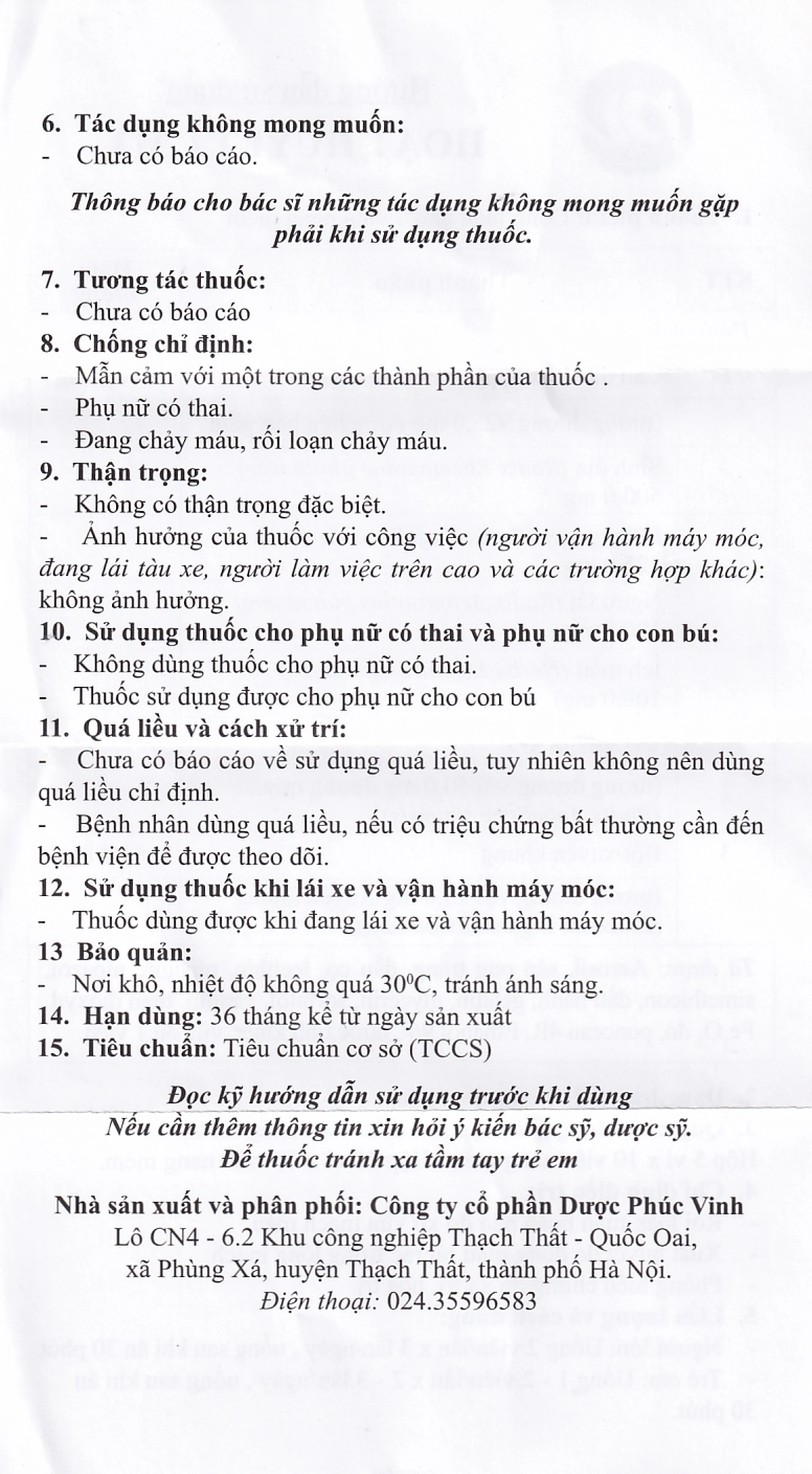 Thuốc Hoạt Huyết CM3 Phúc Vinh điều trị rối loạn tuần hoàn não do xơ vữa mạch máu (3 vỉ x 10 viên)