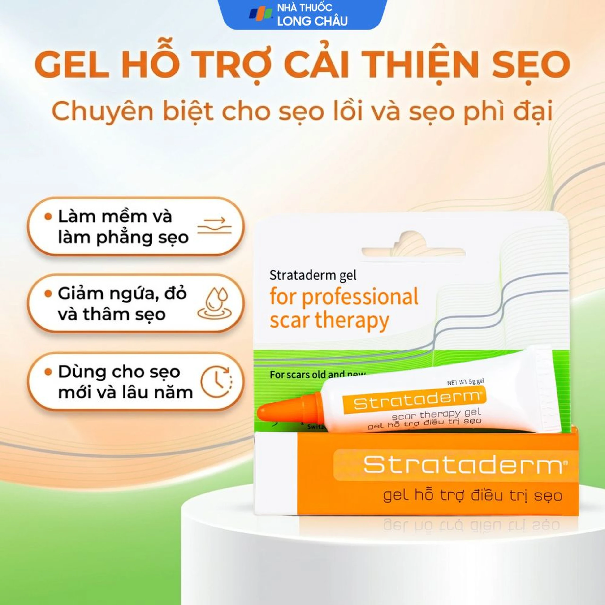Kem bôi sẹo lồi, sẹo lâu năm Strataderm 5g 2