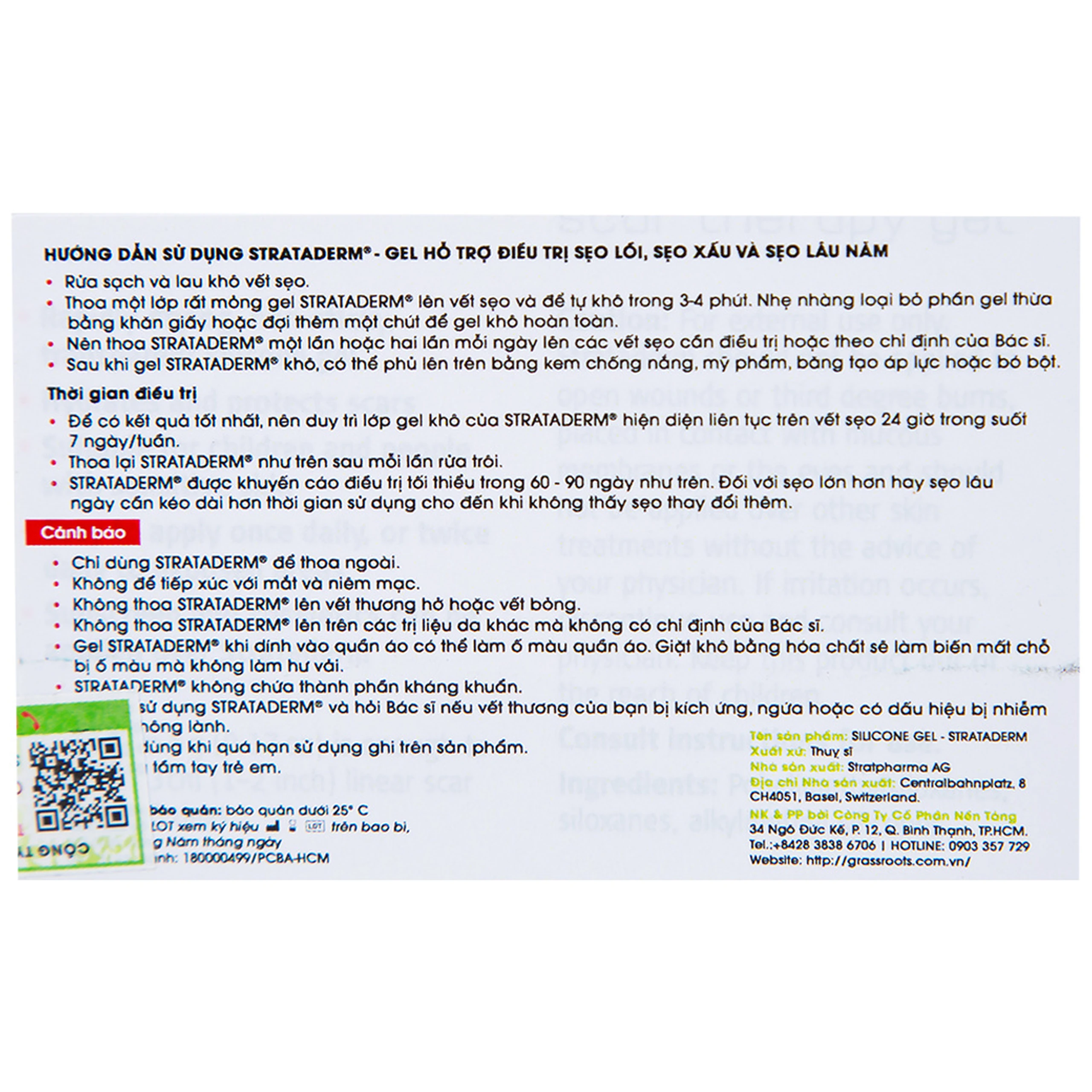 Kem bôi sẹo lồi, sẹo lâu năm Strataderm 5g