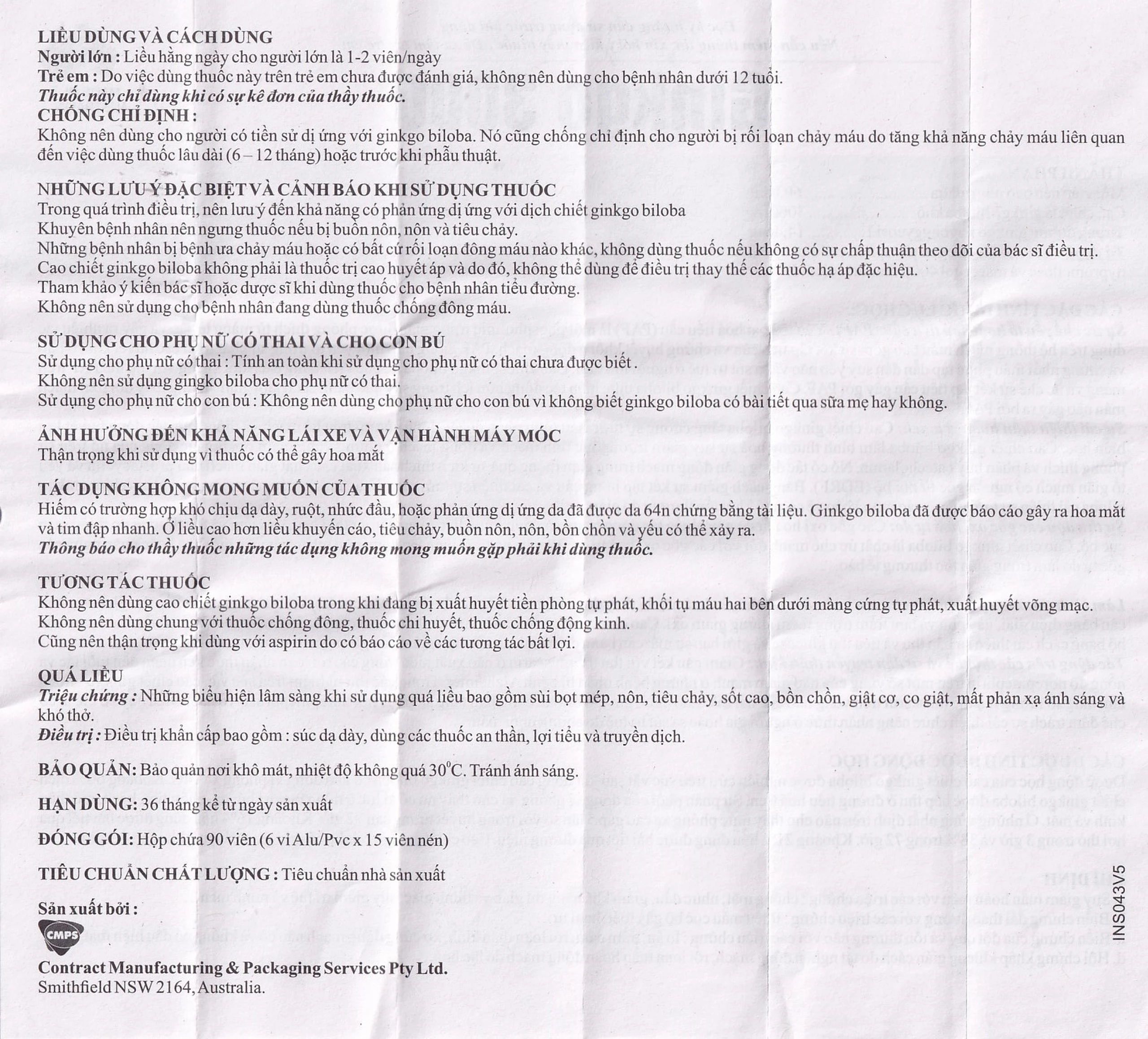 Thuốc Ginkgo 3000 CMPS điều trị suy giảm tuần hoàn máu (6 vỉ x 15 viên)