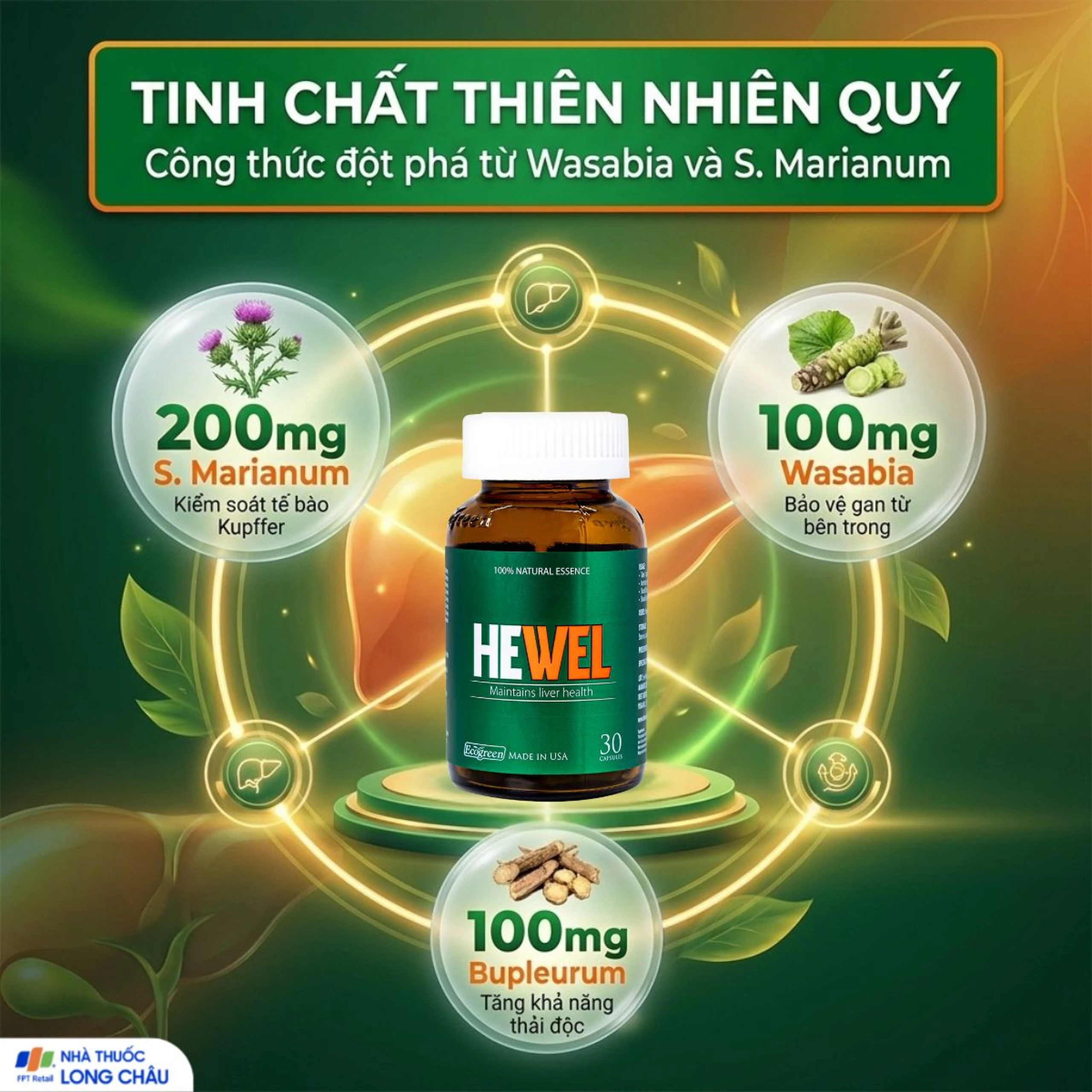Viên uống hỗ trợ tăng khả năng thải độc bảo vệ gan Ecogreen Hewel (30 viên) 4