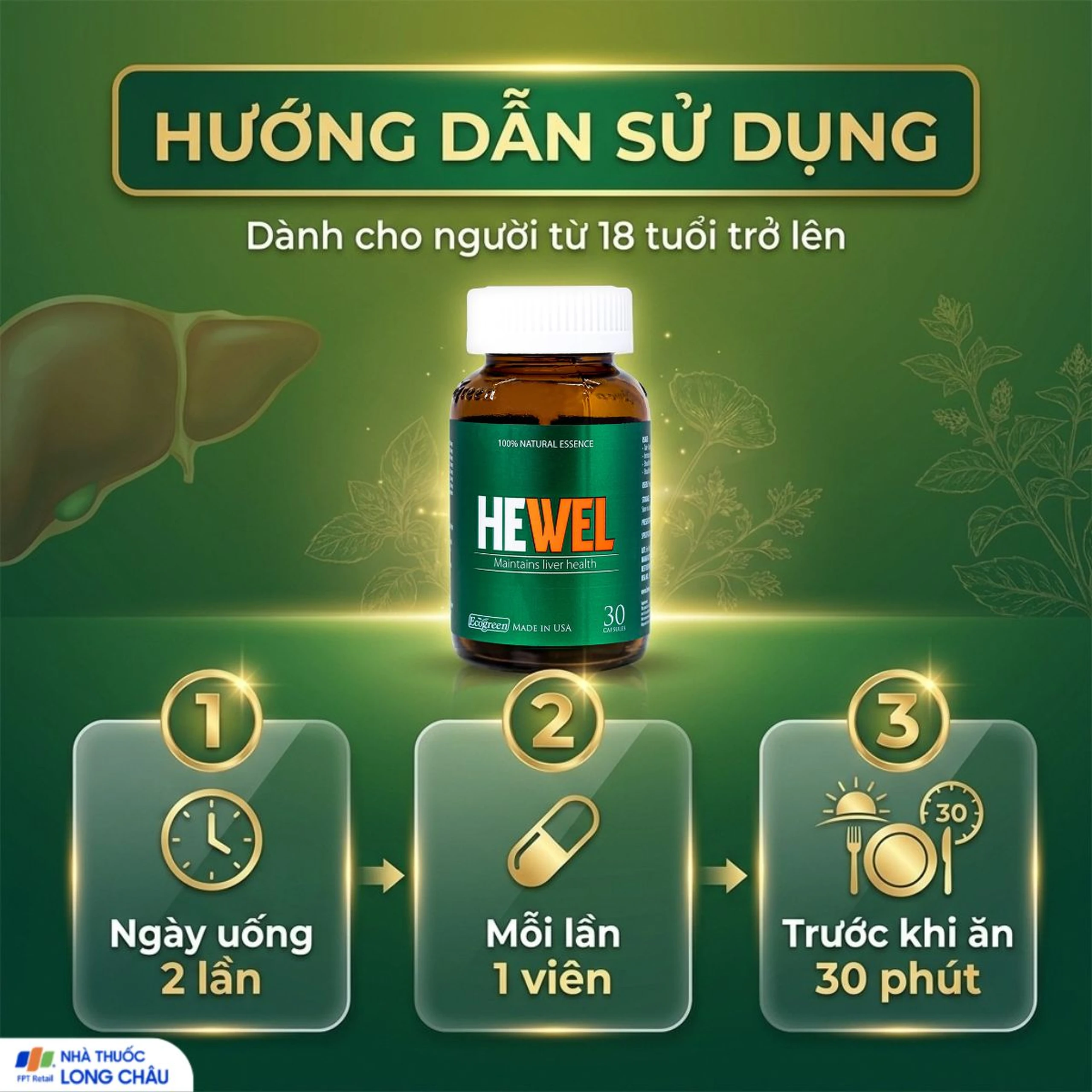Viên uống hỗ trợ tăng khả năng thải độc bảo vệ gan Ecogreen Hewel (30 viên) 5