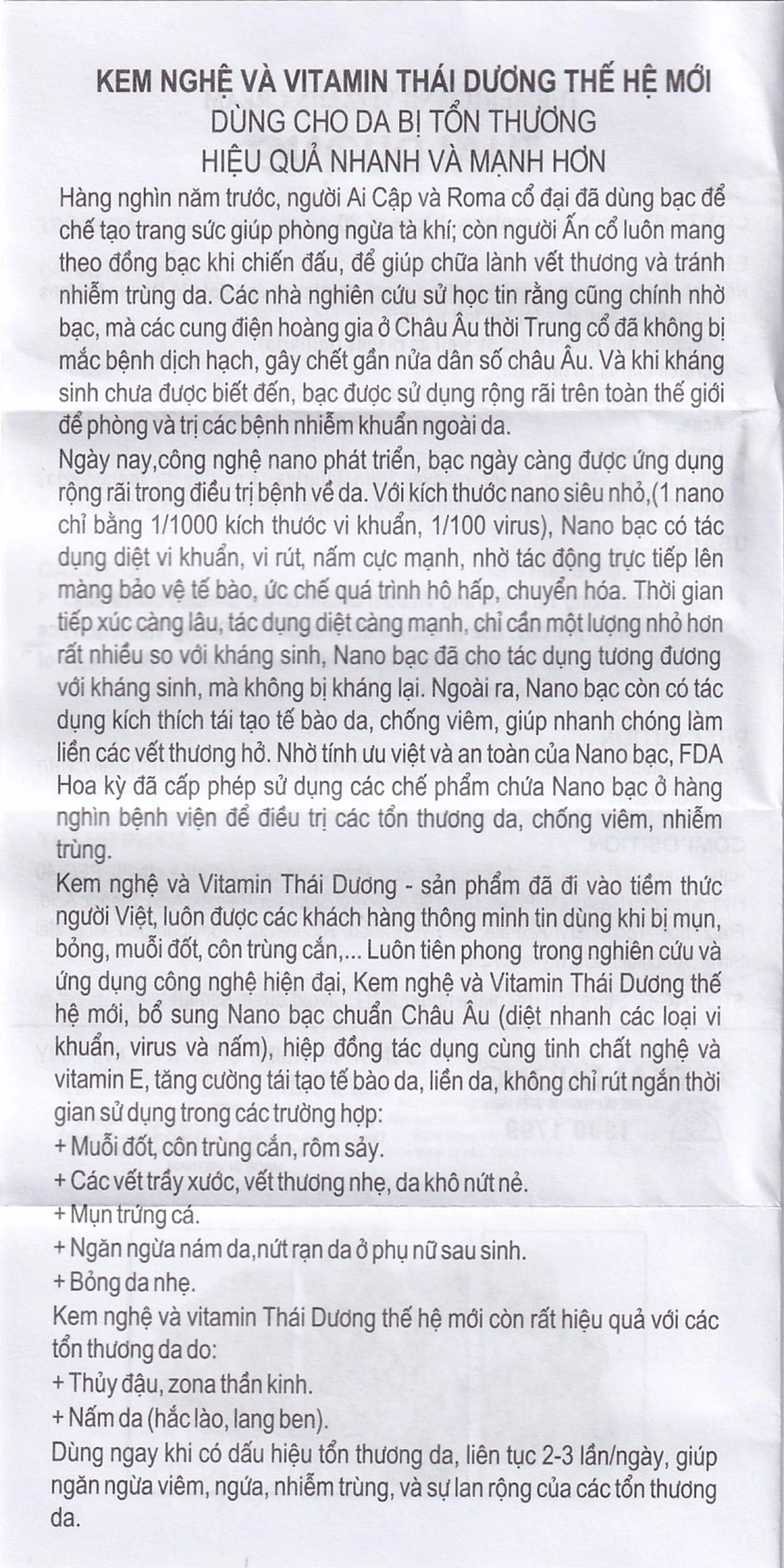 Kem bôi mờ thâm sẹo Thái Dương chứa nghệ, vitamin nano bạc 20g