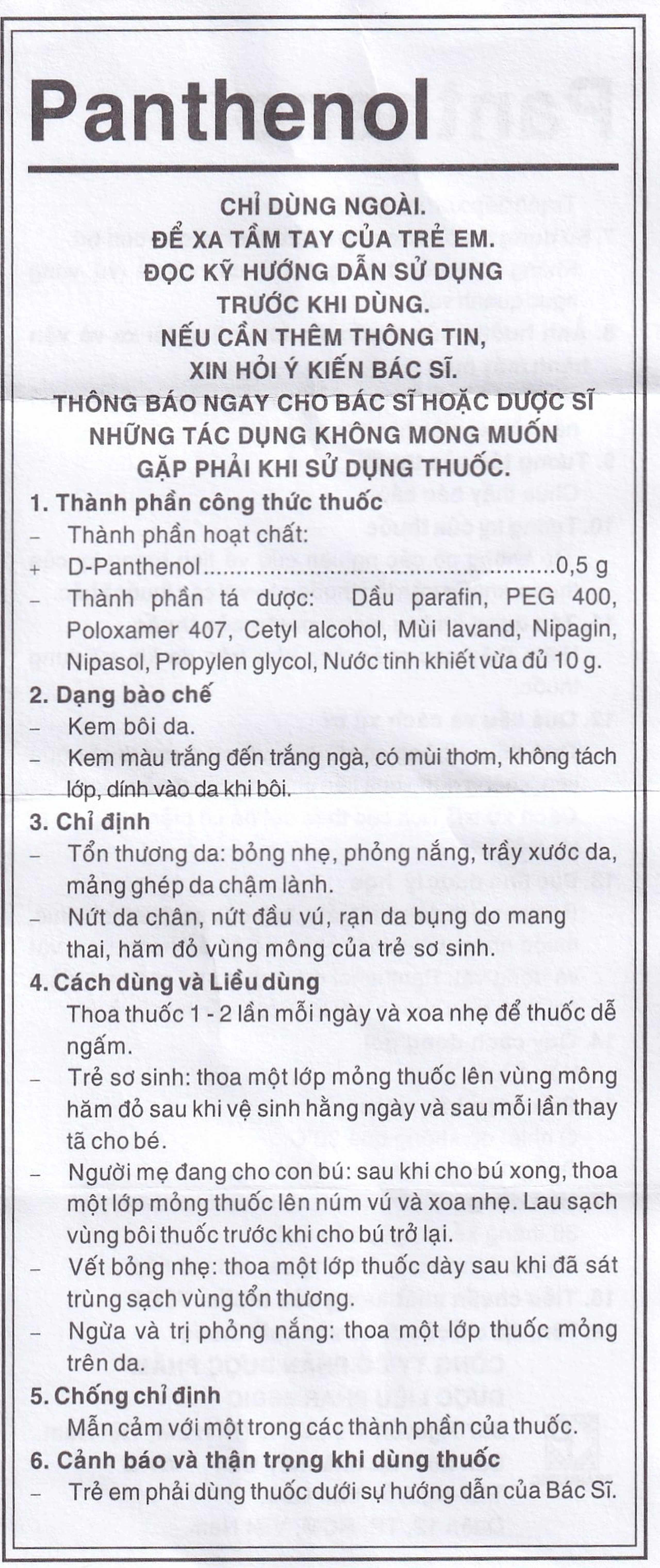 Kem bôi da Panthenol Pharmedic điều trị tổn thương da, bỏng nhẹ, nứt da chân, nứt đầu vú (10g)