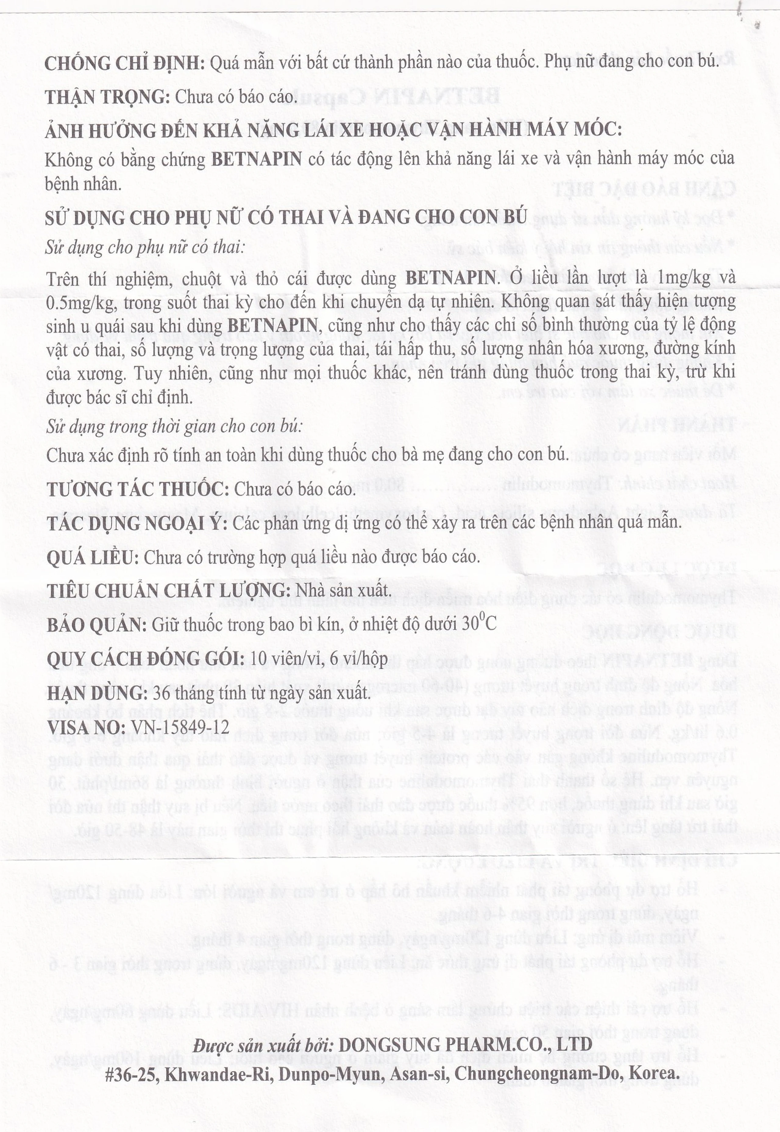 Thuốc Betnapin 80mg DongSung điều trị dị ứng, mày đay mạn tính (6 vỉ x 10 viên)