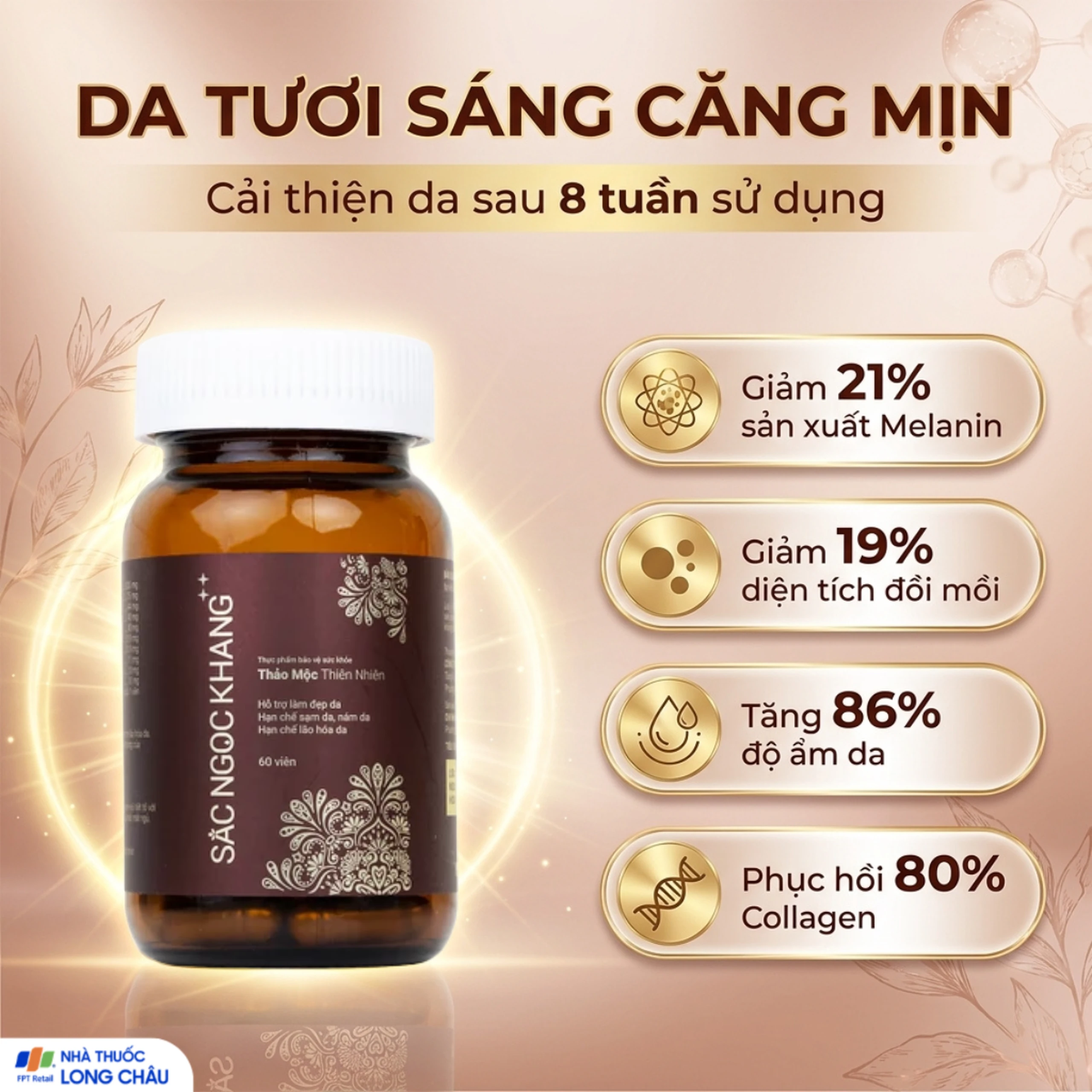 Viên uống hỗ trợ làm đẹp da, hạn chế sạm da, nám da, tăng cường nội tiết tố nữ Sắc Ngọc Khang++ (60 viên) 4