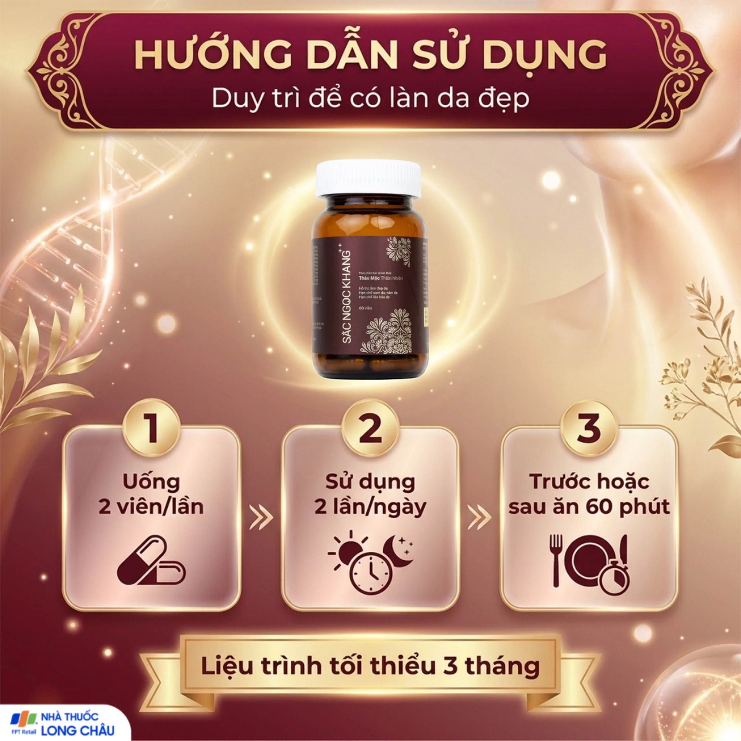 Viên uống hỗ trợ làm đẹp da, hạn chế sạm da, nám da, tăng cường nội tiết tố nữ Sắc Ngọc Khang++ (60 viên) 5