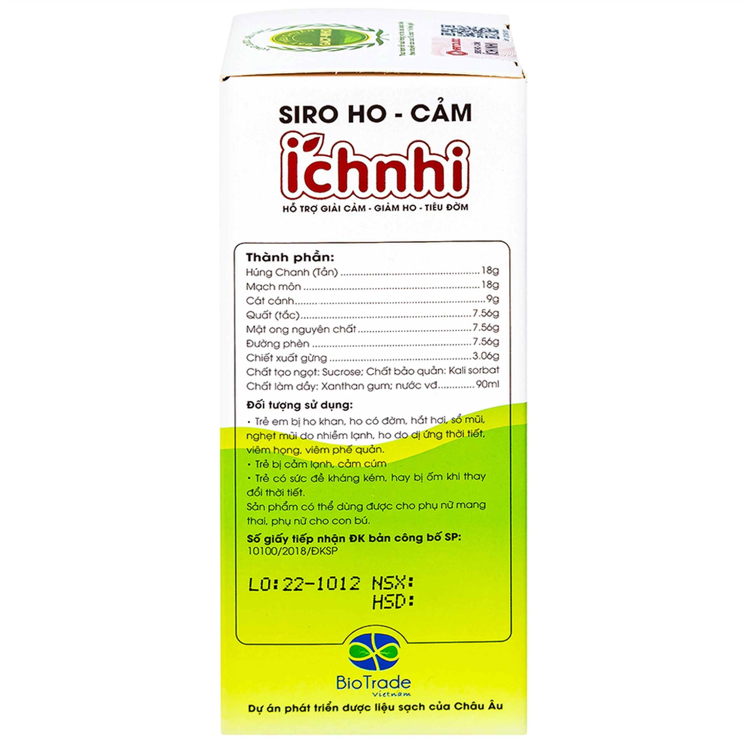 Siro hỗ trợ giảm ho tiêu đờm Ích Nhi Nam Dược (90ml)