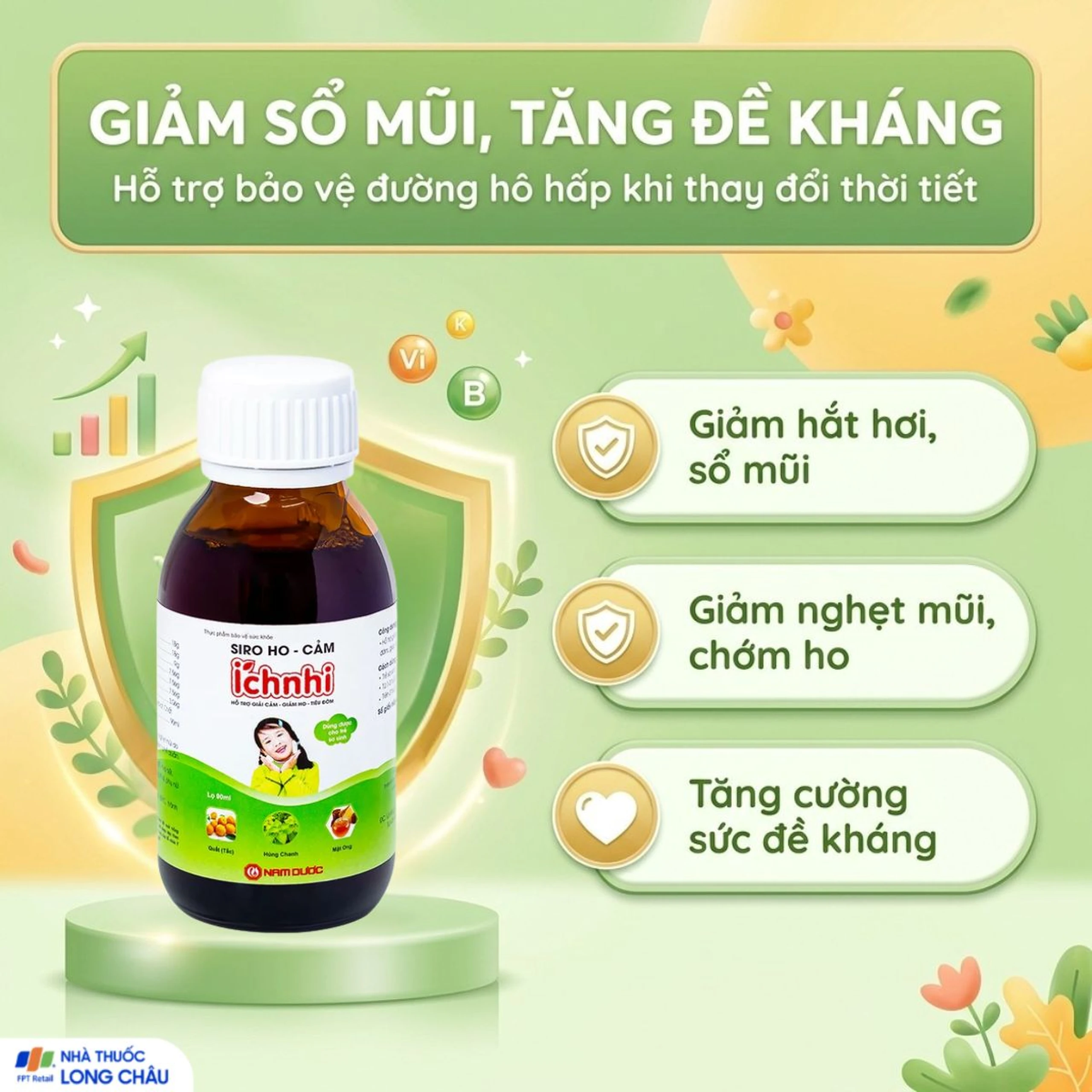 Siro hỗ trợ giảm ho tiêu đờm Ích Nhi Nam Dược (90ml) 3
