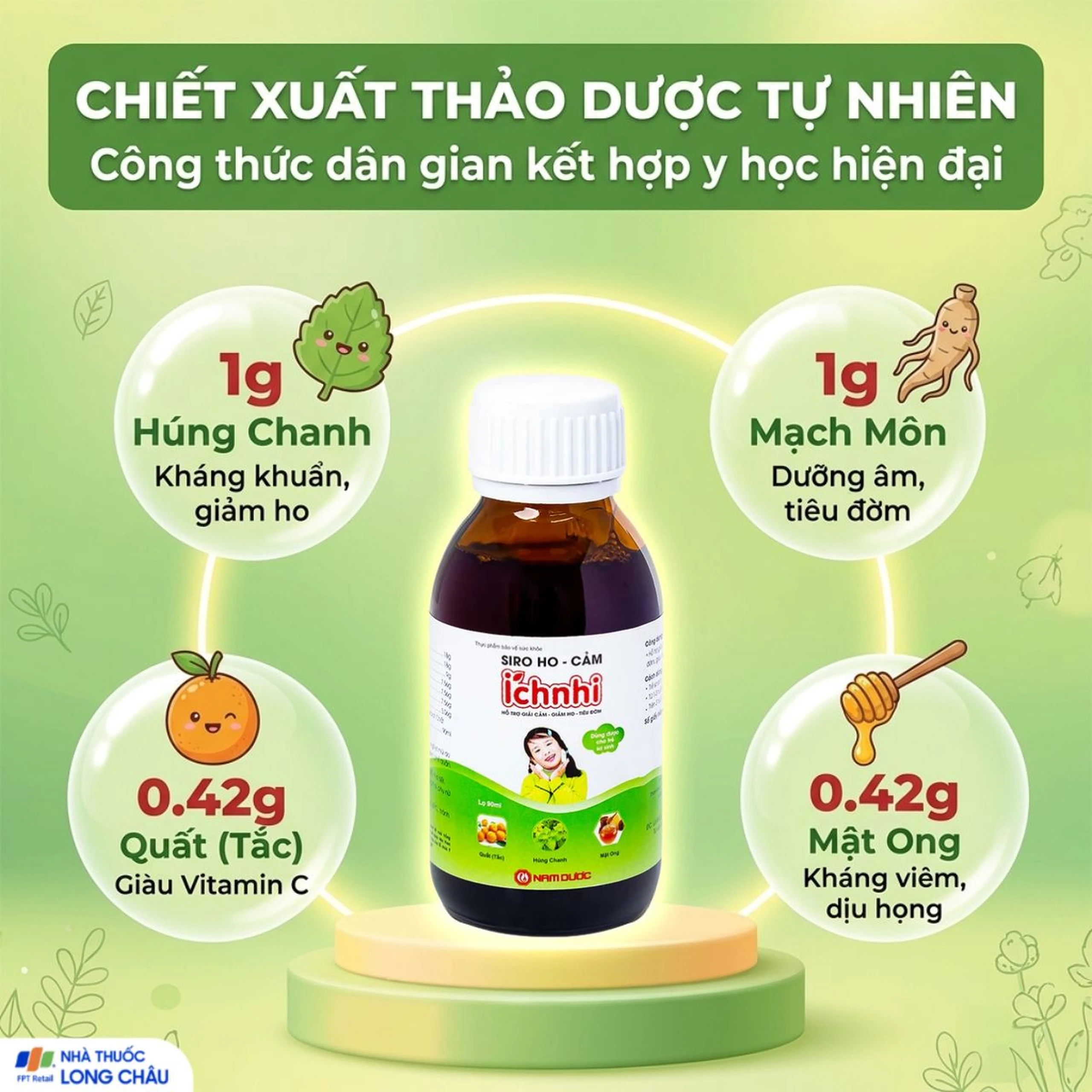 Siro hỗ trợ giảm ho tiêu đờm Ích Nhi Nam Dược (90ml) 4