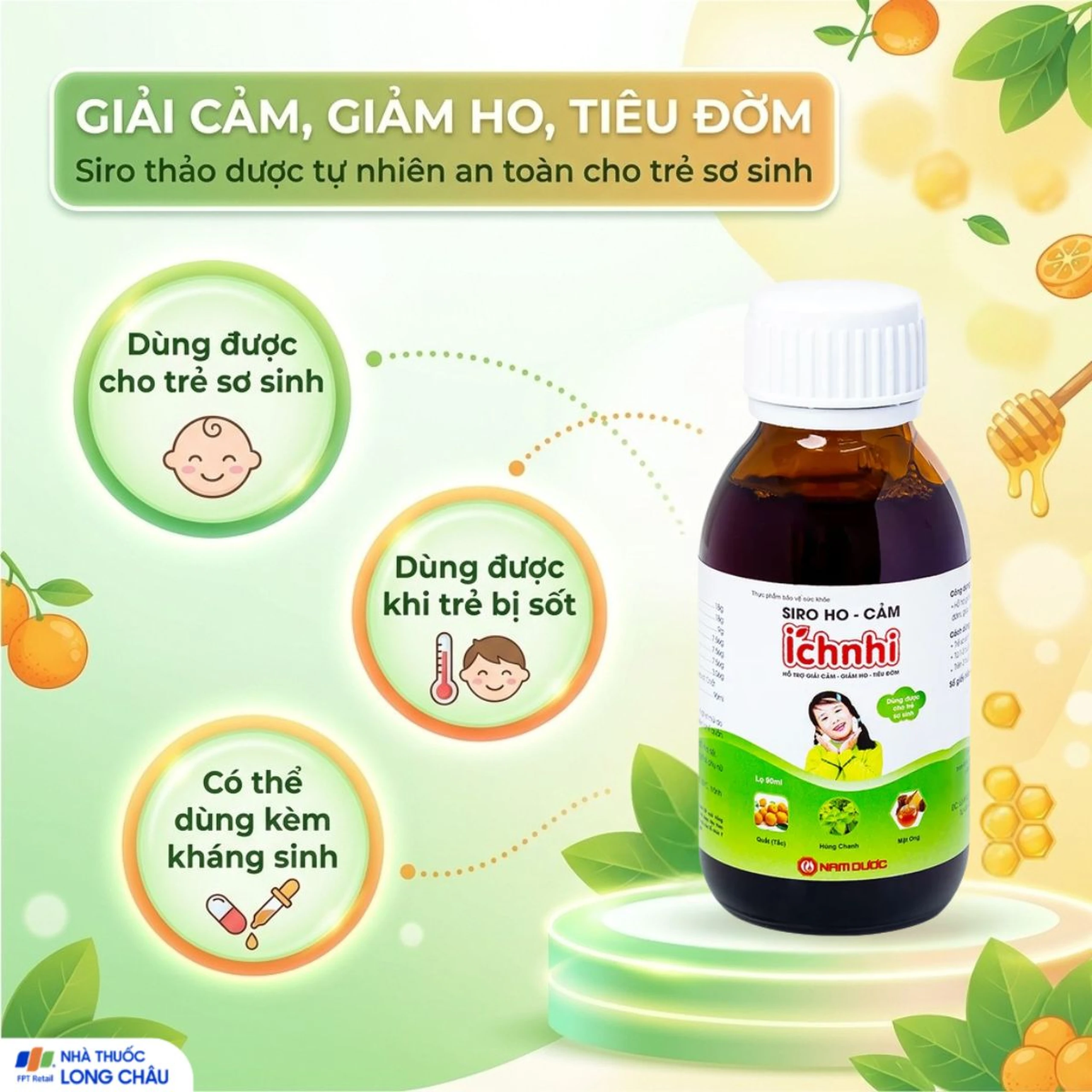 Siro hỗ trợ giảm ho tiêu đờm Ích Nhi Nam Dược (90ml) 2
