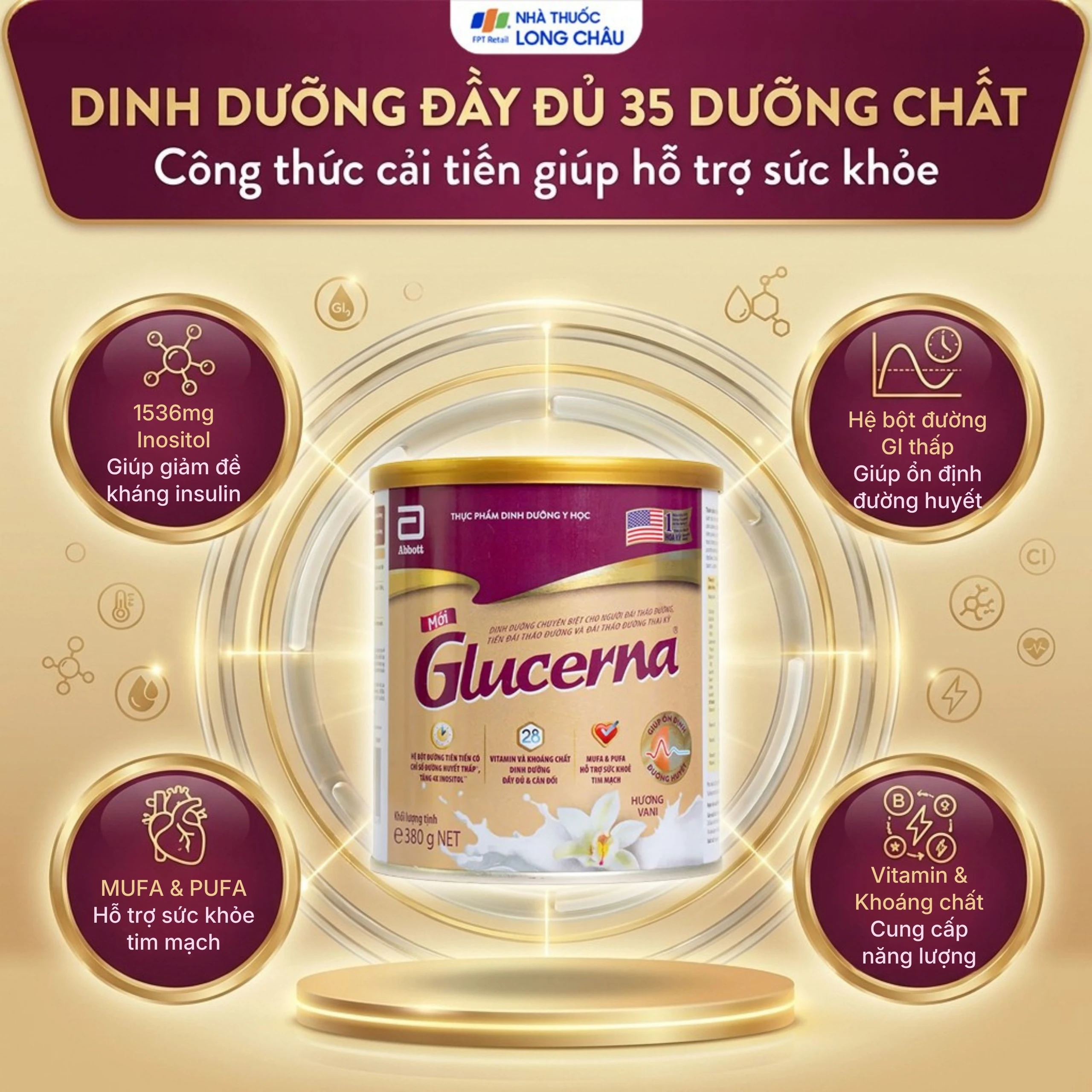 Sữa bổ sung dinh dưỡng đặc biệt cho người đái tháo đường Glucerna Abbott (380g) 3
