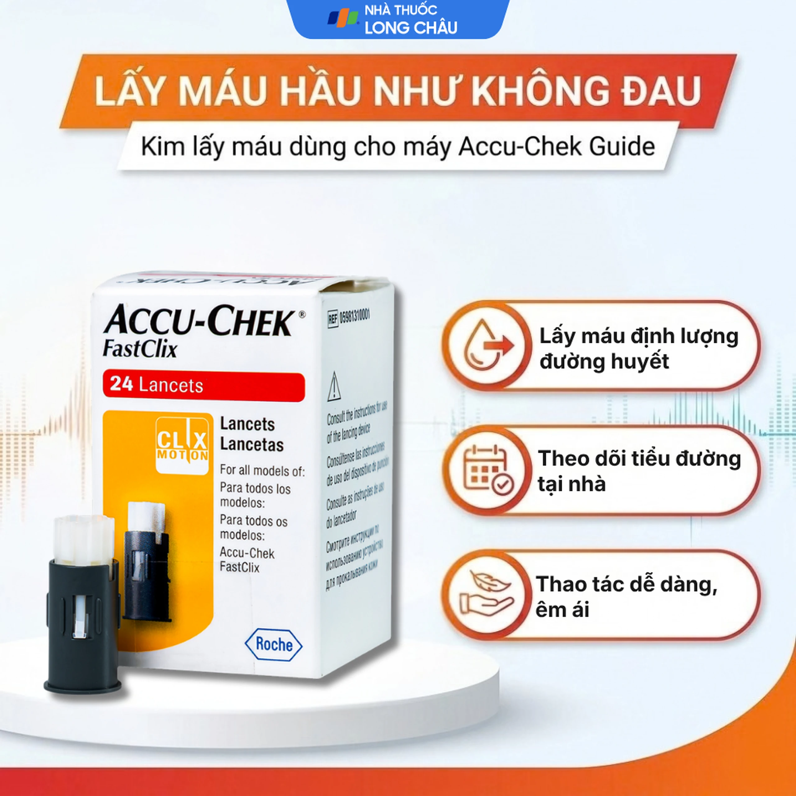 Kim lấy máu Accu Chek Fastclix (24 cái) dùng cho máy Accu Chek Guide 2