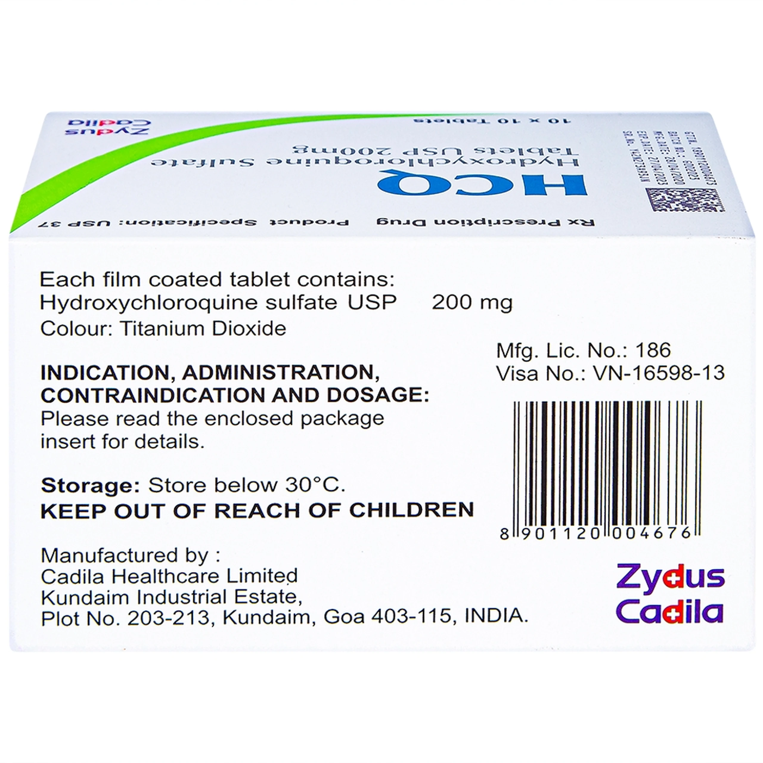 Thuốc HCQ 200mg Zydus Cadila điều trị sốt rét cấp tính, lupus ban đỏ (10 vỉ x 10 viên)