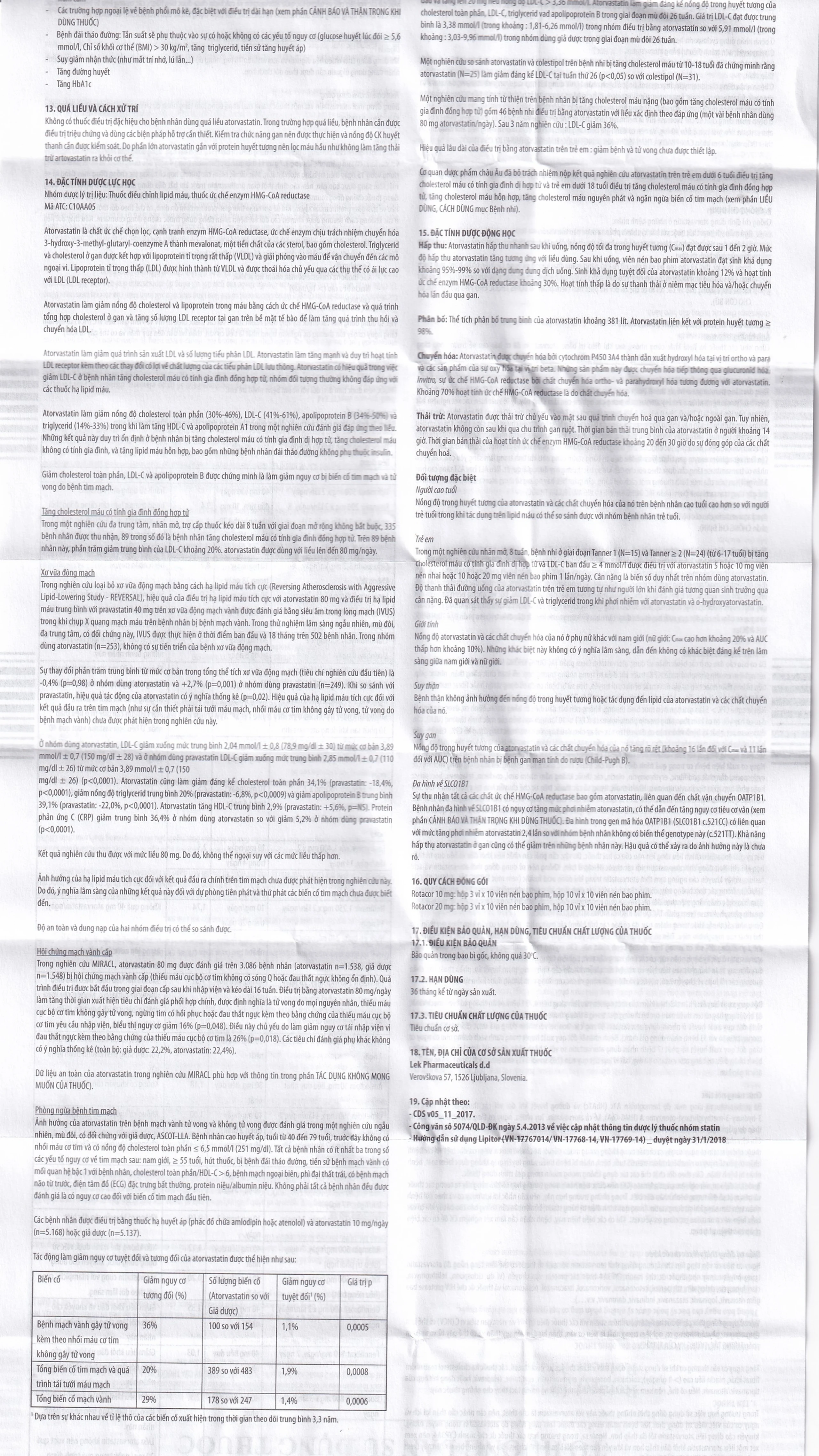 Thuốc Rotacor 20mg Sandoz điều trị tăng cholesterol toàn phần (3 vỉ x 10 viên)