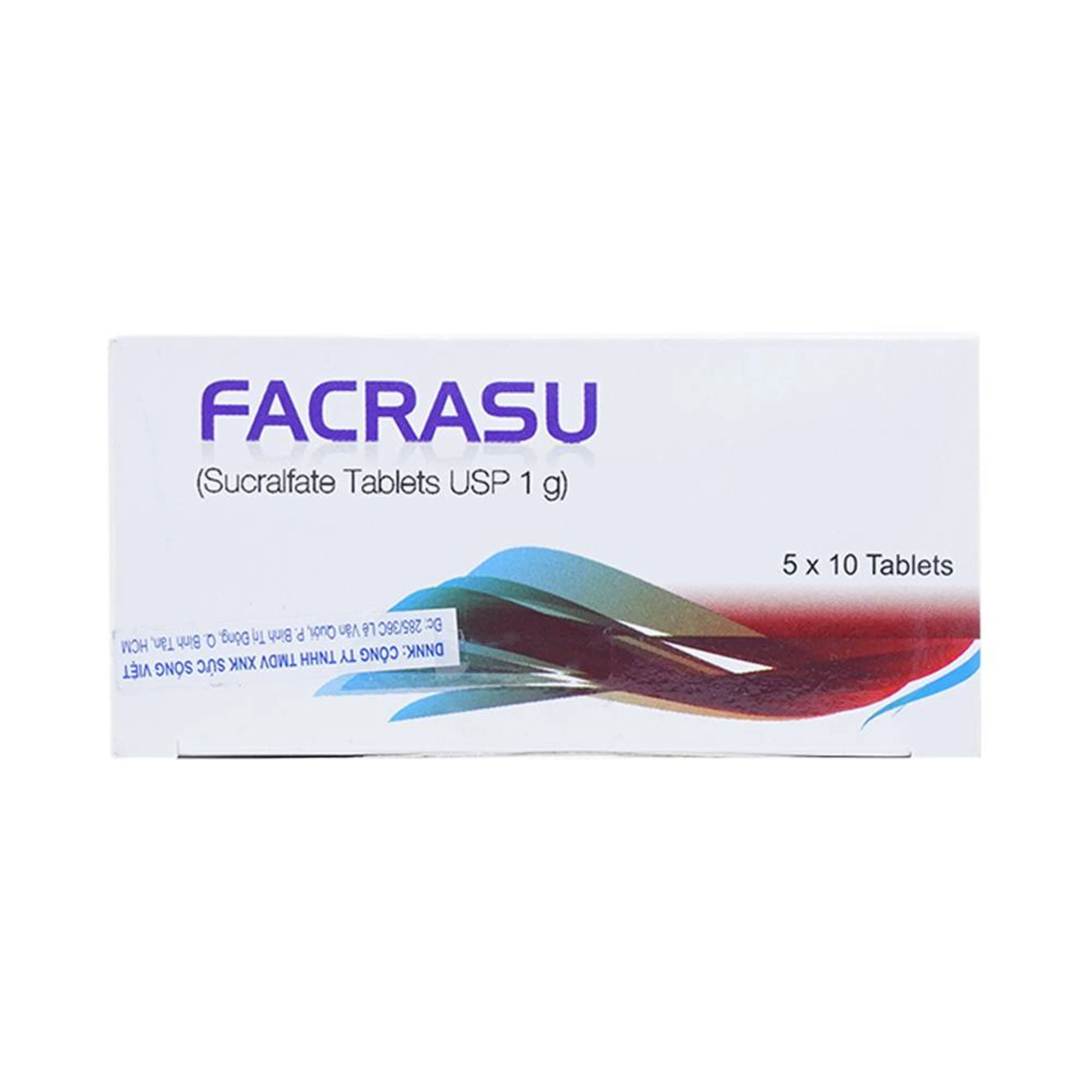 Thuốc Facrasu 1g Aurochem Pharma điều trị loét dạ dày tá tràng (5 vỉ x 10 viên)
