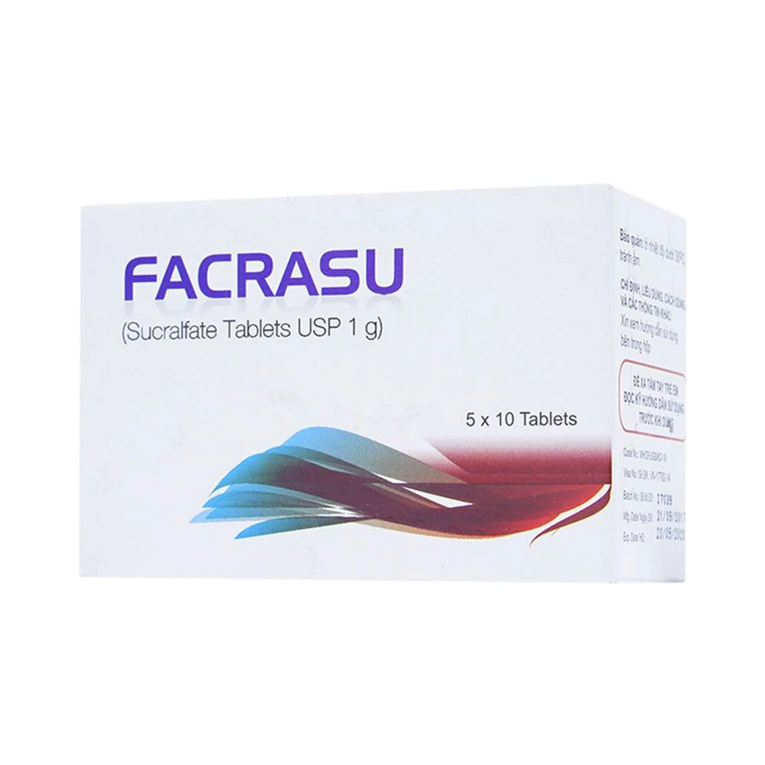 Thuốc Facrasu 1g Aurochem Pharma điều trị loét dạ dày tá tràng (5 vỉ x 10 viên)