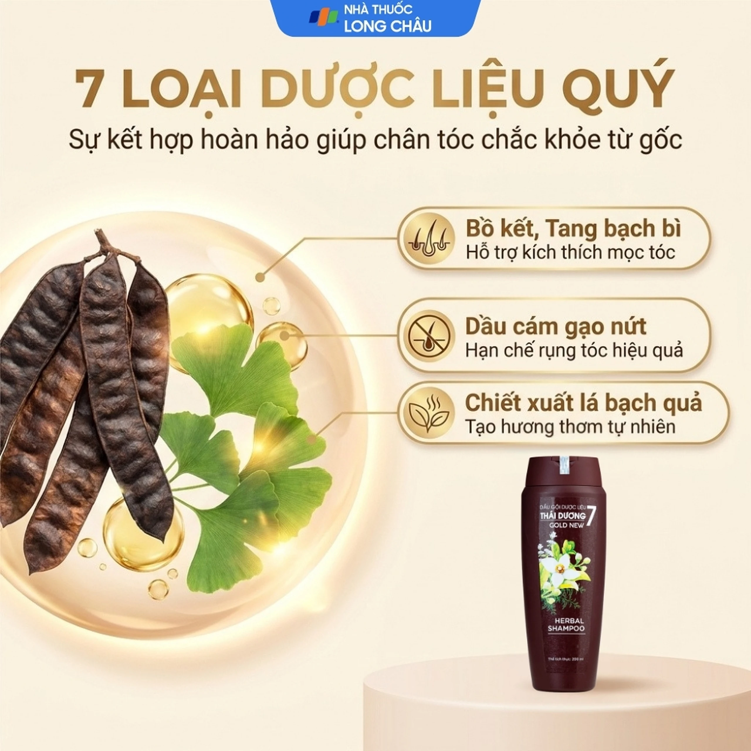Dầu gội dược liệu Thái Dương 7 Gold hỗ trợ giảm gàu, ngứa và tóc gãy rụng (200ml) 3