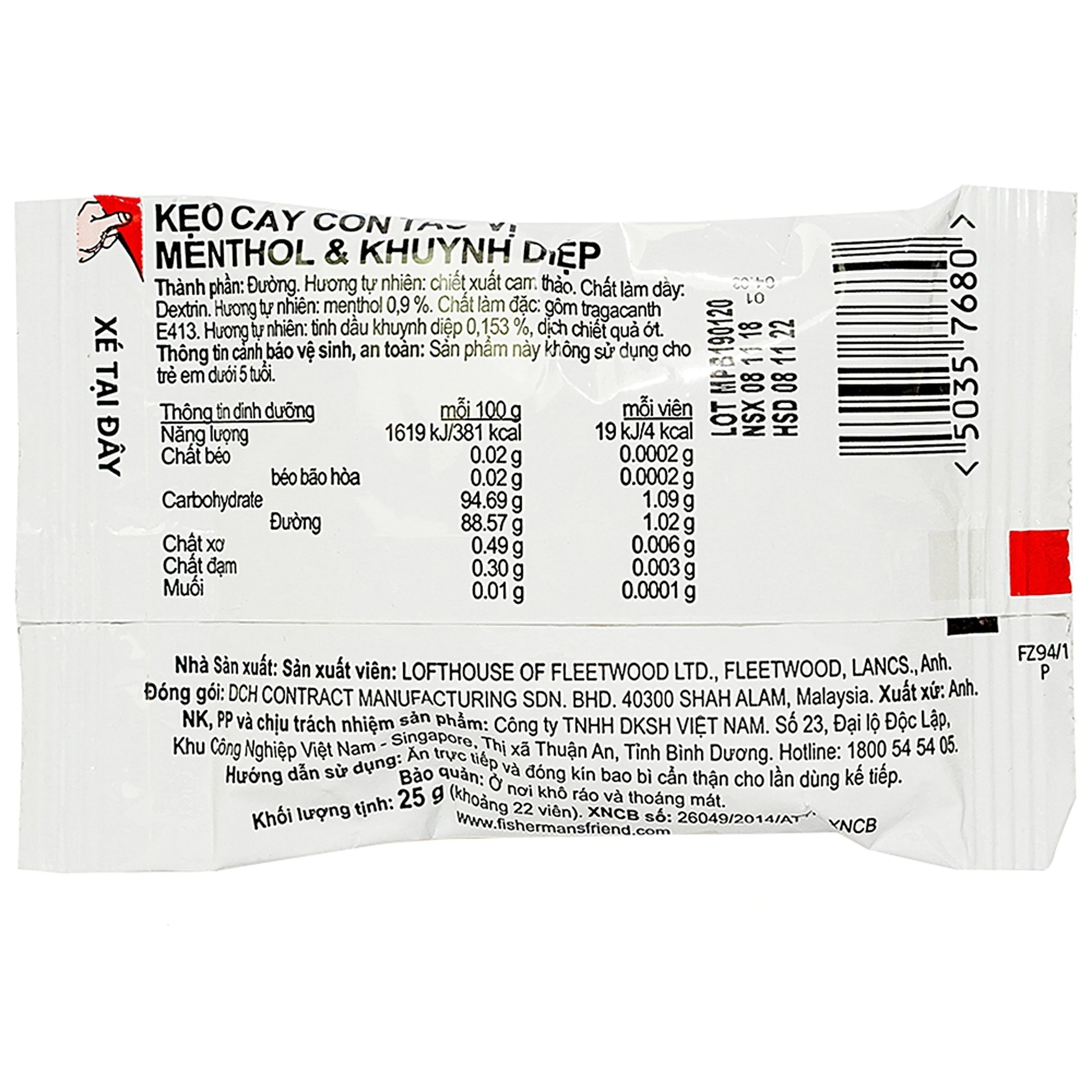 Kẹo Con Tàu Vị Khuynh Diệp Fisherman's Friend (25g)