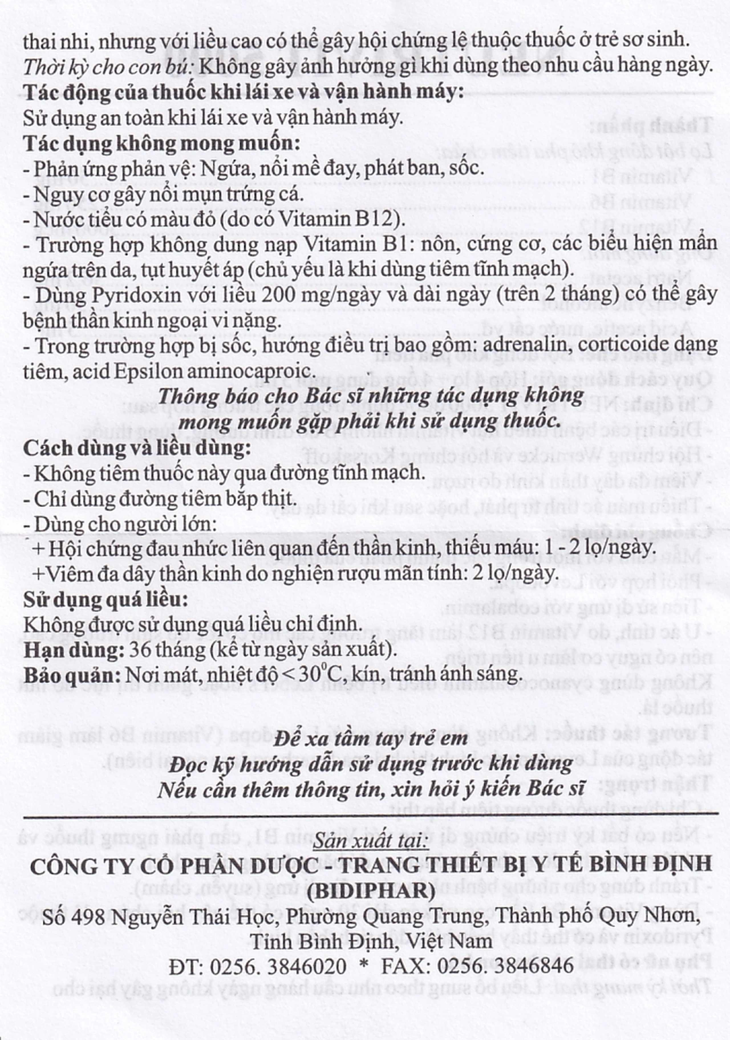 Bột pha tiêm Neutrivit 5000 Bidiphar điều trị viêm thần kinh (4 cặp)