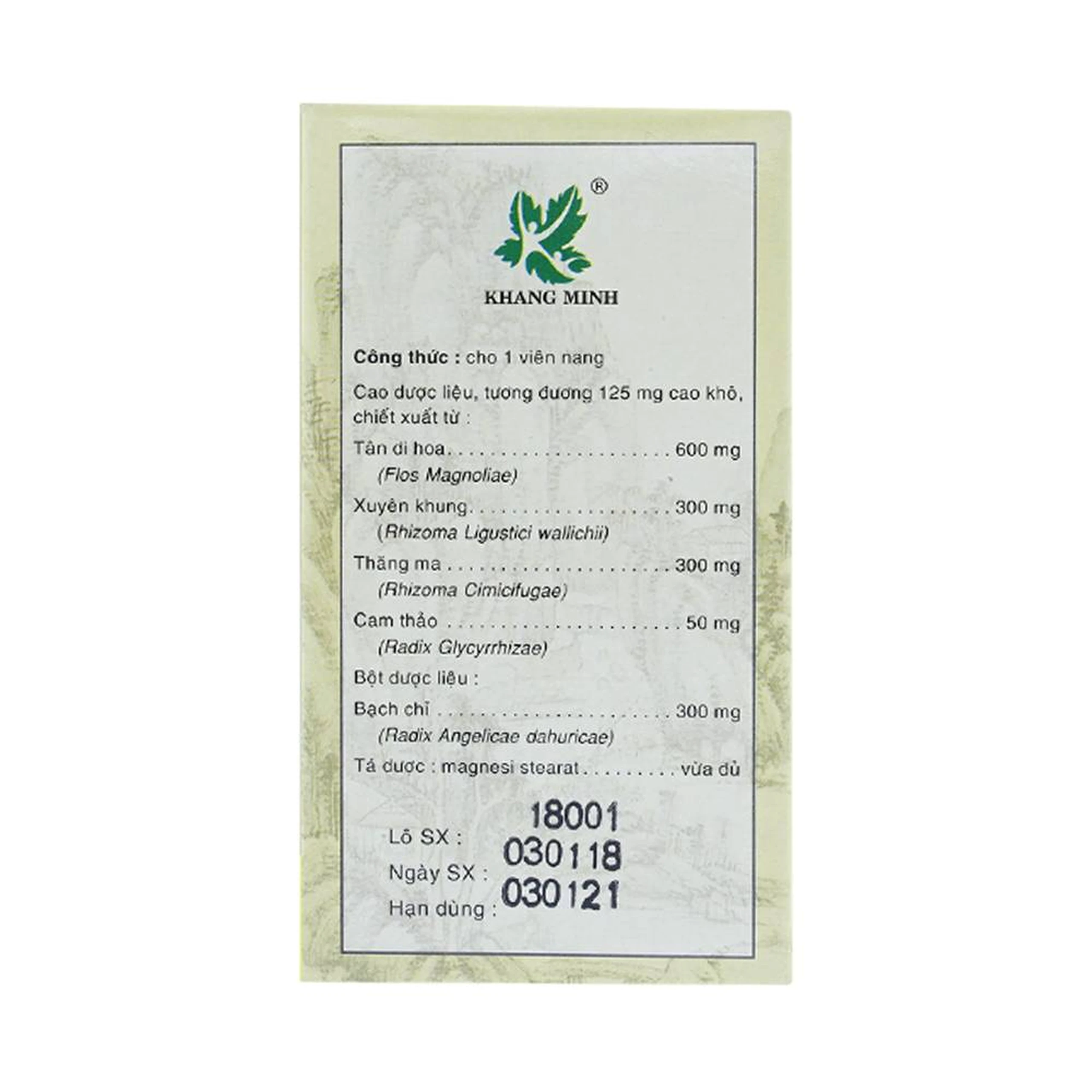 Thuốc Tỷ Viêm Nang Khang Minh điều trị viêm xoang, viêm mũi dị ứng (60 viên)