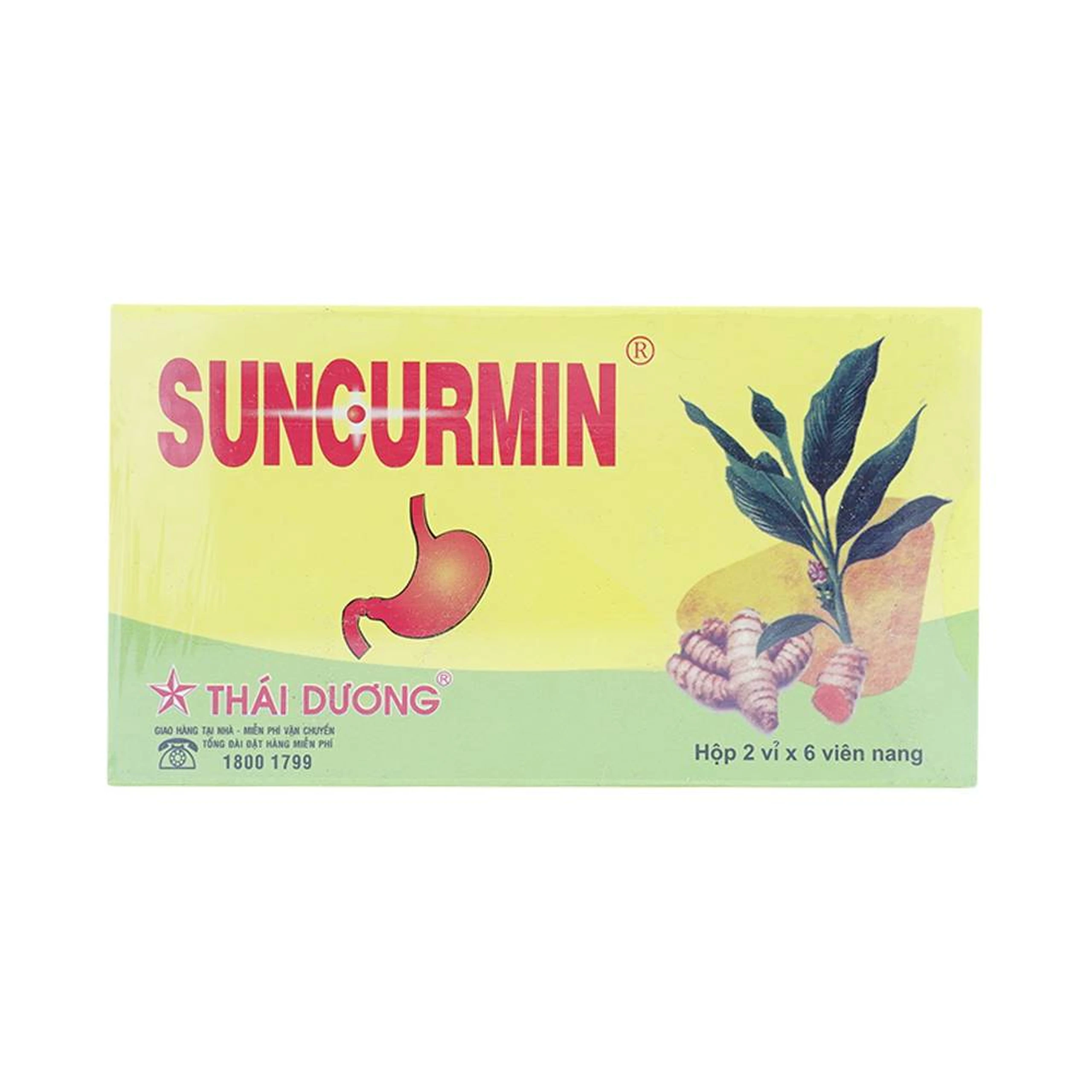 Thuốc Suncurmin Sao Thái Dương điều trị viêm loét dạ dày, hành tá tràng (2 vỉ x 6 viên)