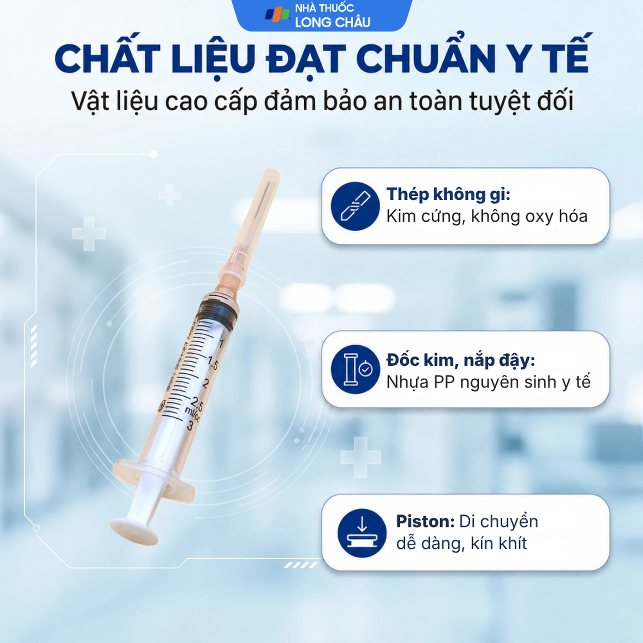 Bơm tiêm 3ml/cc 25G Vinahankook dùng một lần (100 cái) 3