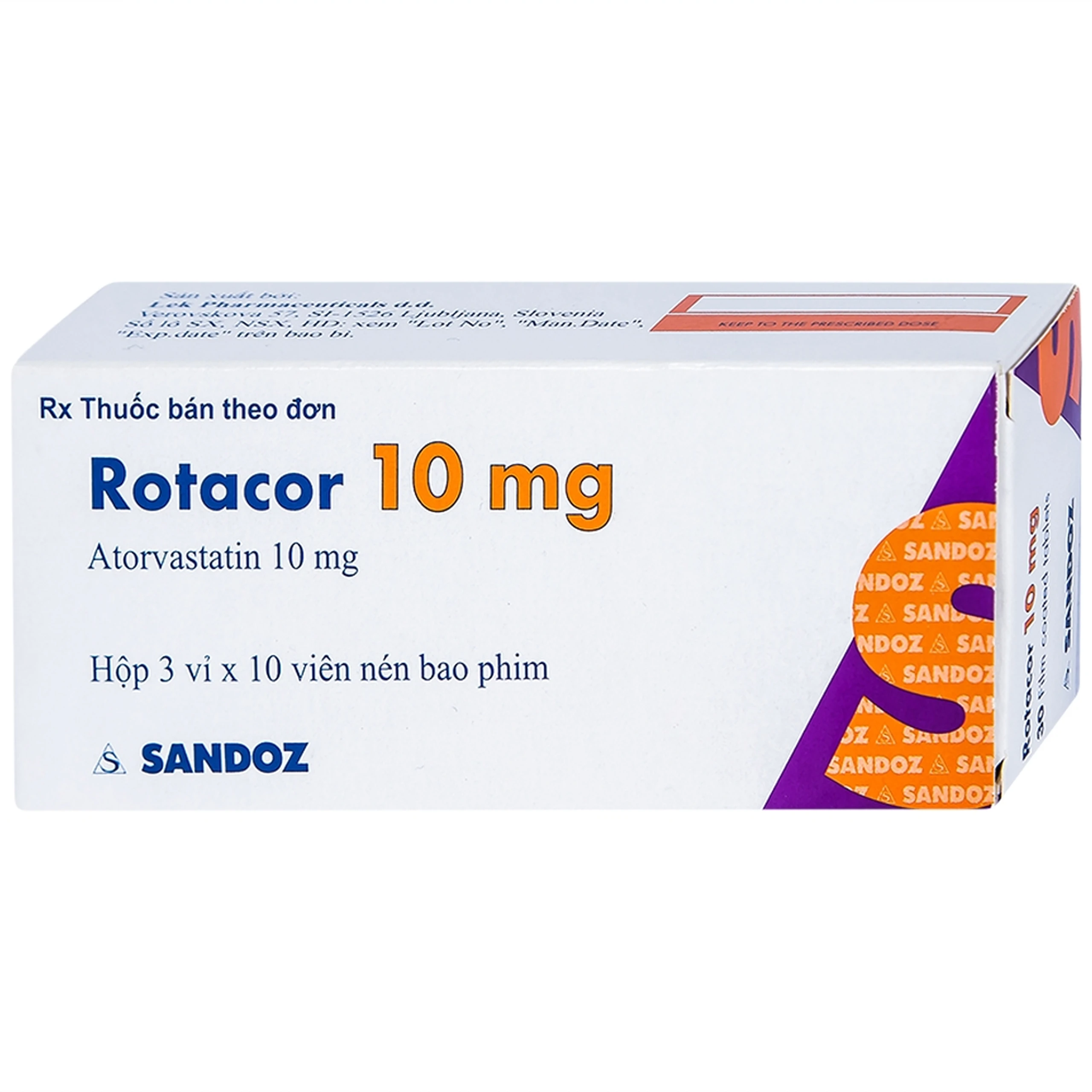 Thuốc Rotacor 10mg Sandoz điều trị tăng cholesterol toàn phần (3 vỉ x 10 viên) 2