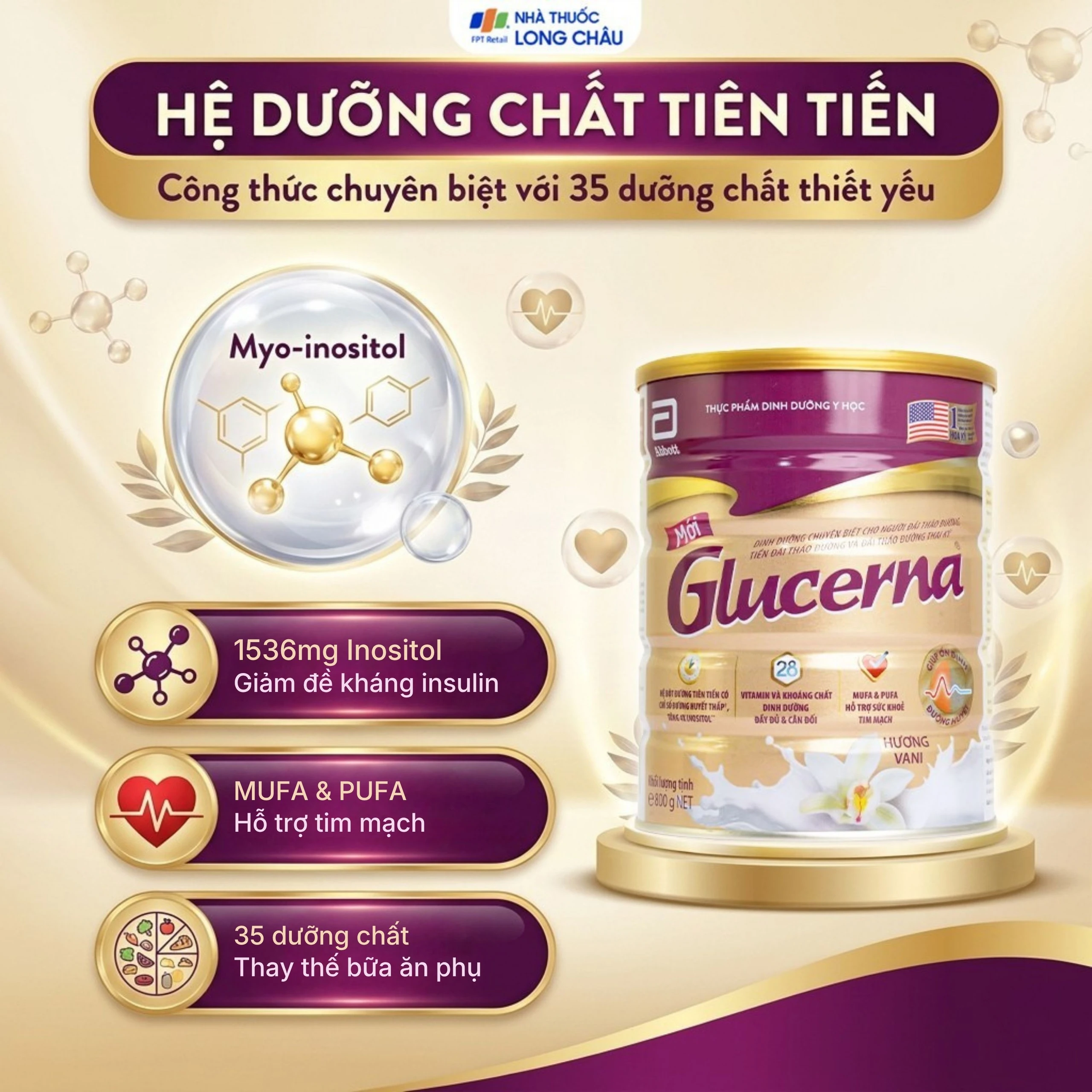 Sữa bổ sung dinh dưỡng đặc biệt cho người đái tháo đường Glucerna Abbott (800g) 3