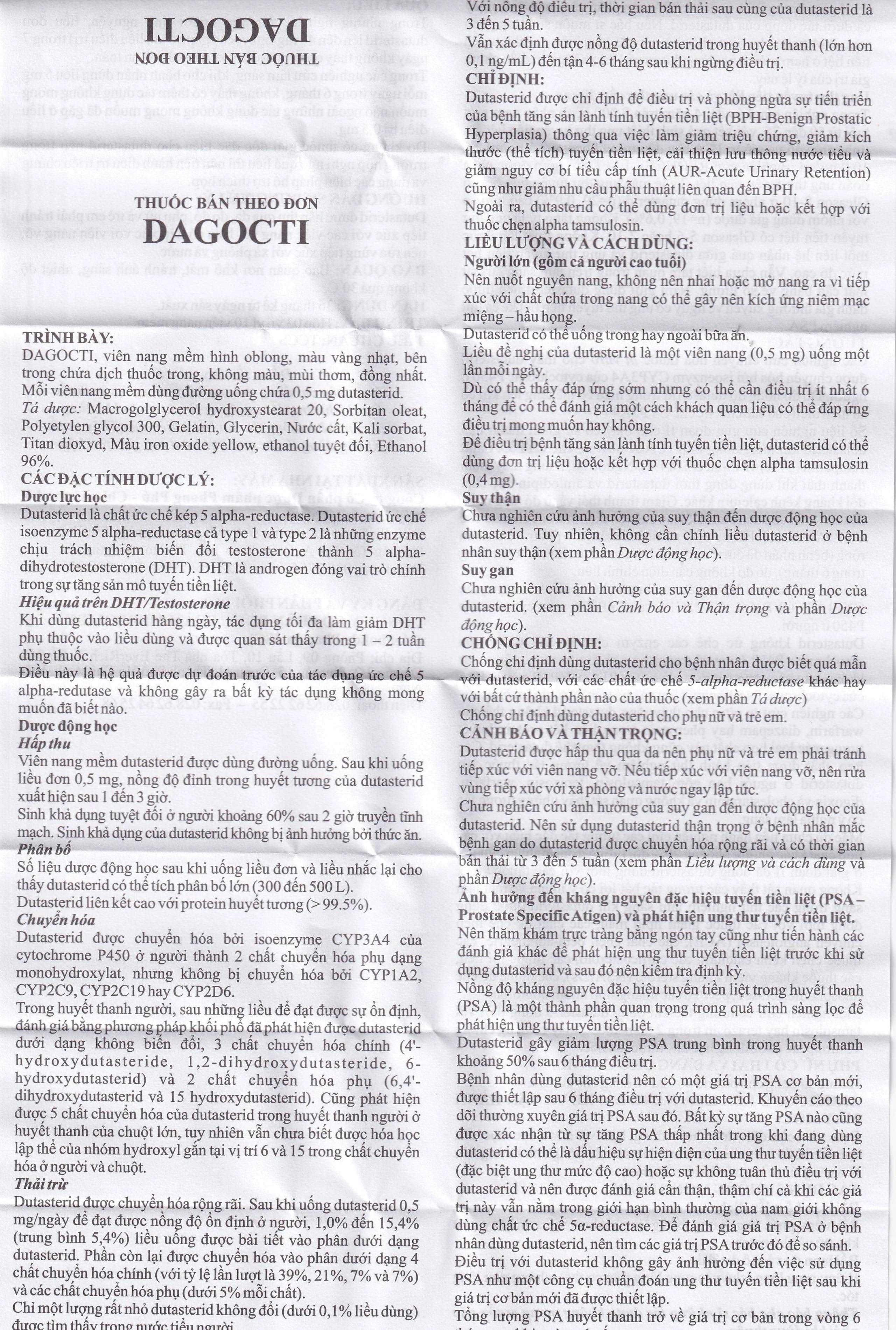 Thuốc Dagocti 0.5mg Medbolide điều trị và phòng ngừa sự tiến triển của bệnh tăng sản lành tính tuyến tiền liệt  (30 viên)