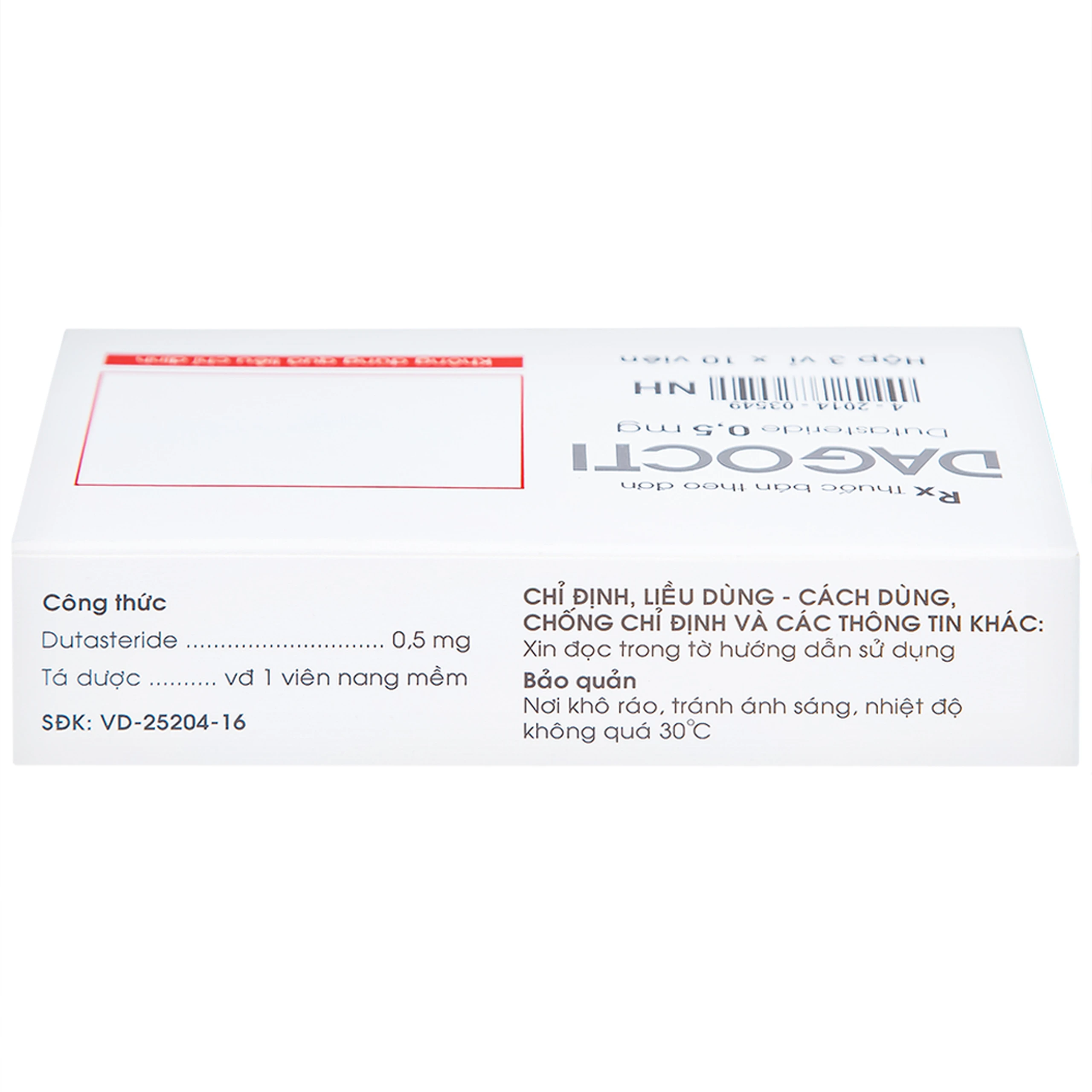 Thuốc Dagocti 0.5mg Medbolide điều trị và phòng ngừa sự tiến triển của bệnh tăng sản lành tính tuyến tiền liệt  (30 viên)
