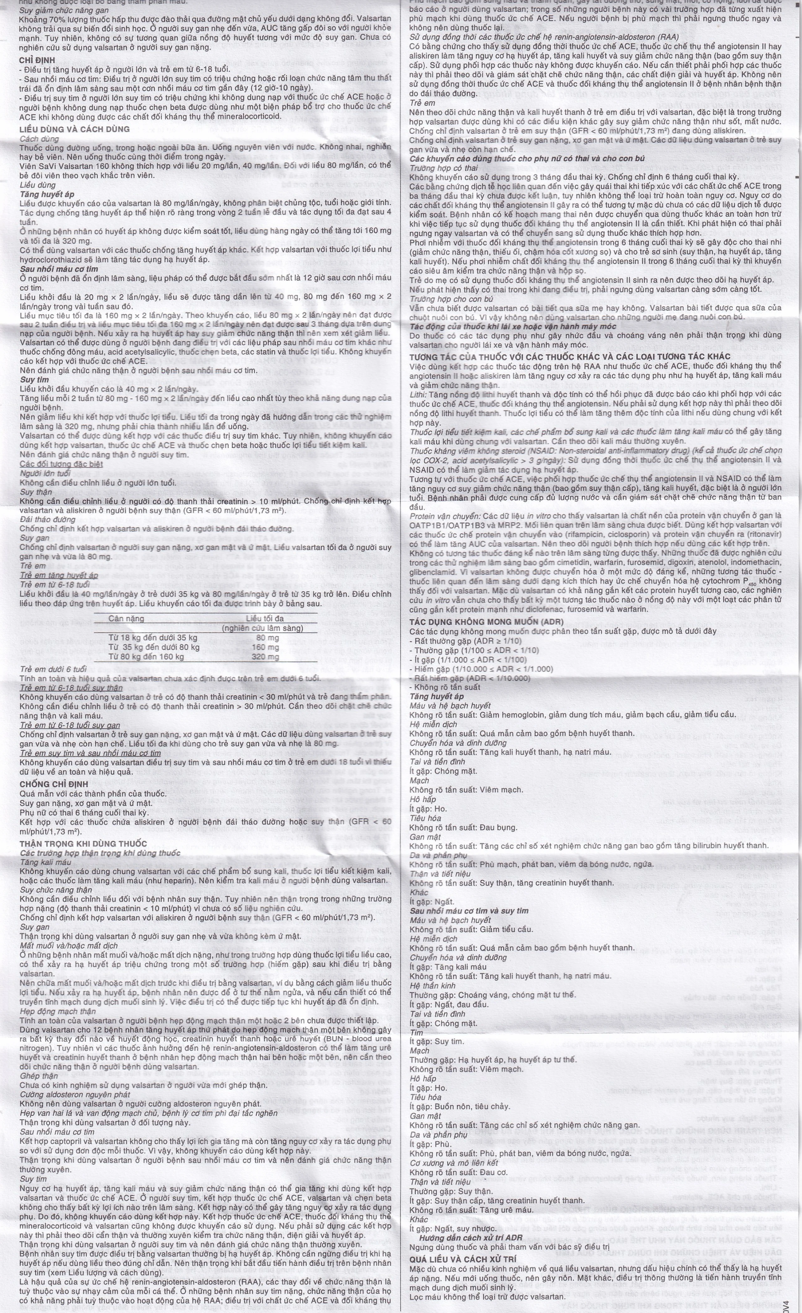 Thuốc Savi Valsartan 160 điều trị tăng huyết áp, nhồi máu cơ tim (3 vỉ x 10 viên)