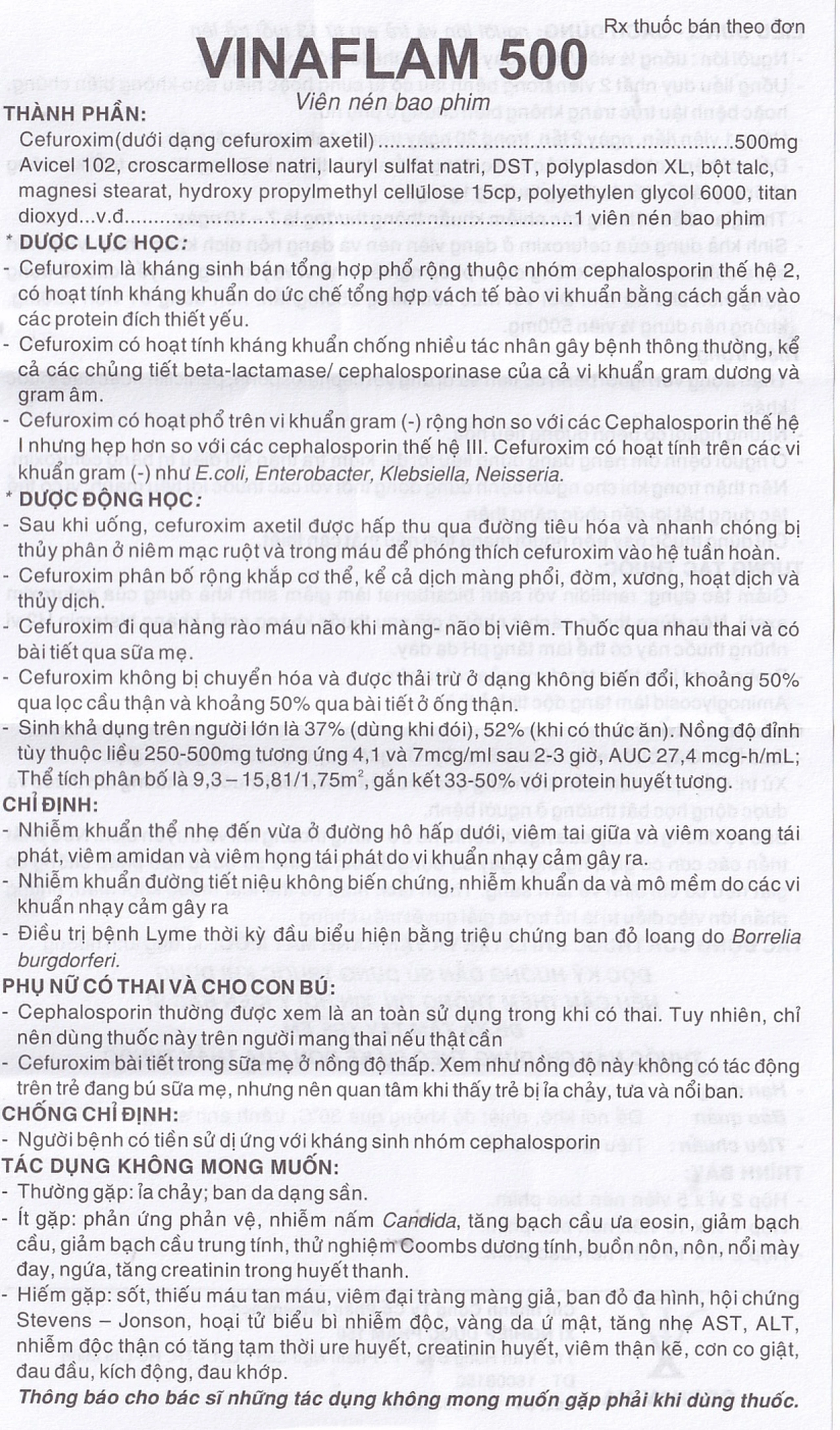 Thuốc kháng sinh Vinaflam 500 điều trị nhiễm khuẩn đường hô hấp nhẹ vừa (2 vỉ x 5 viên)