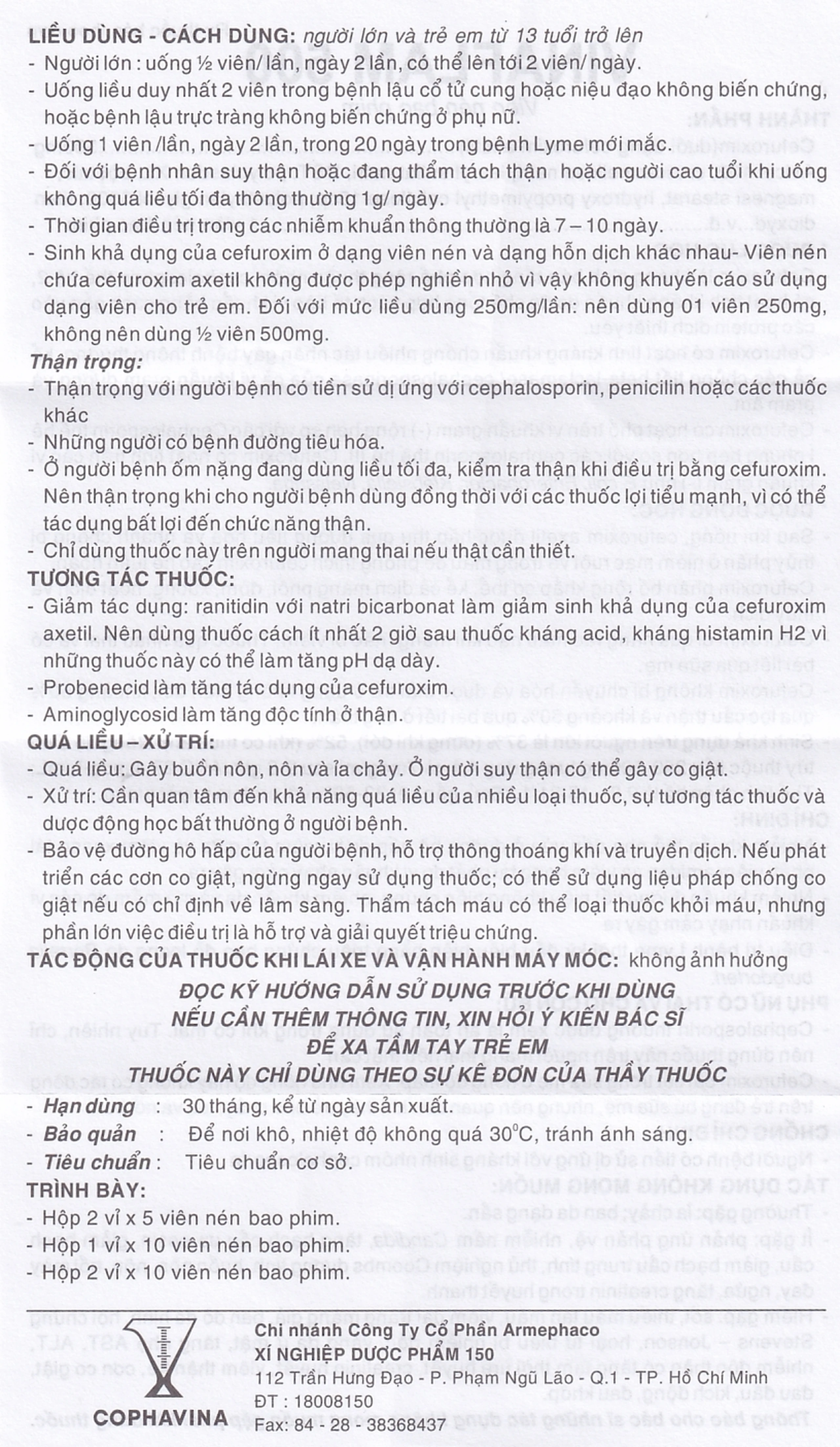 Thuốc kháng sinh Vinaflam 500 điều trị nhiễm khuẩn đường hô hấp nhẹ vừa (2 vỉ x 5 viên)