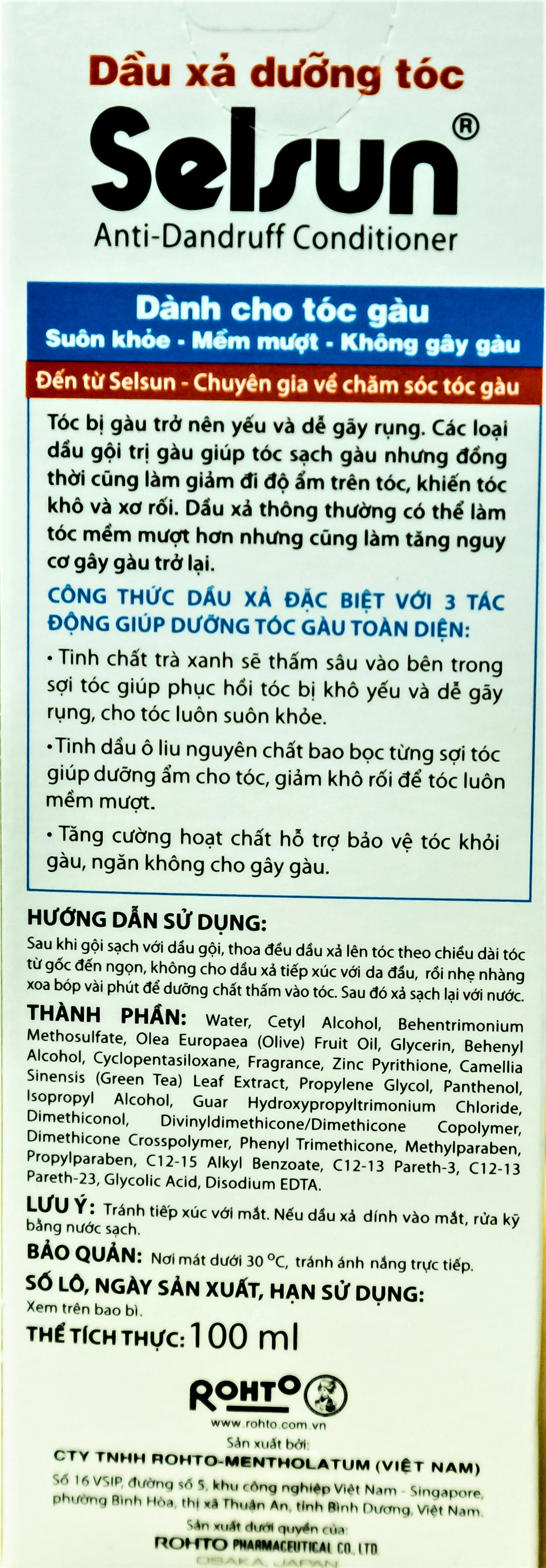 Dầu xả Selsun Rohto dưỡng tóc ngăn ngừa gàu (100ml)