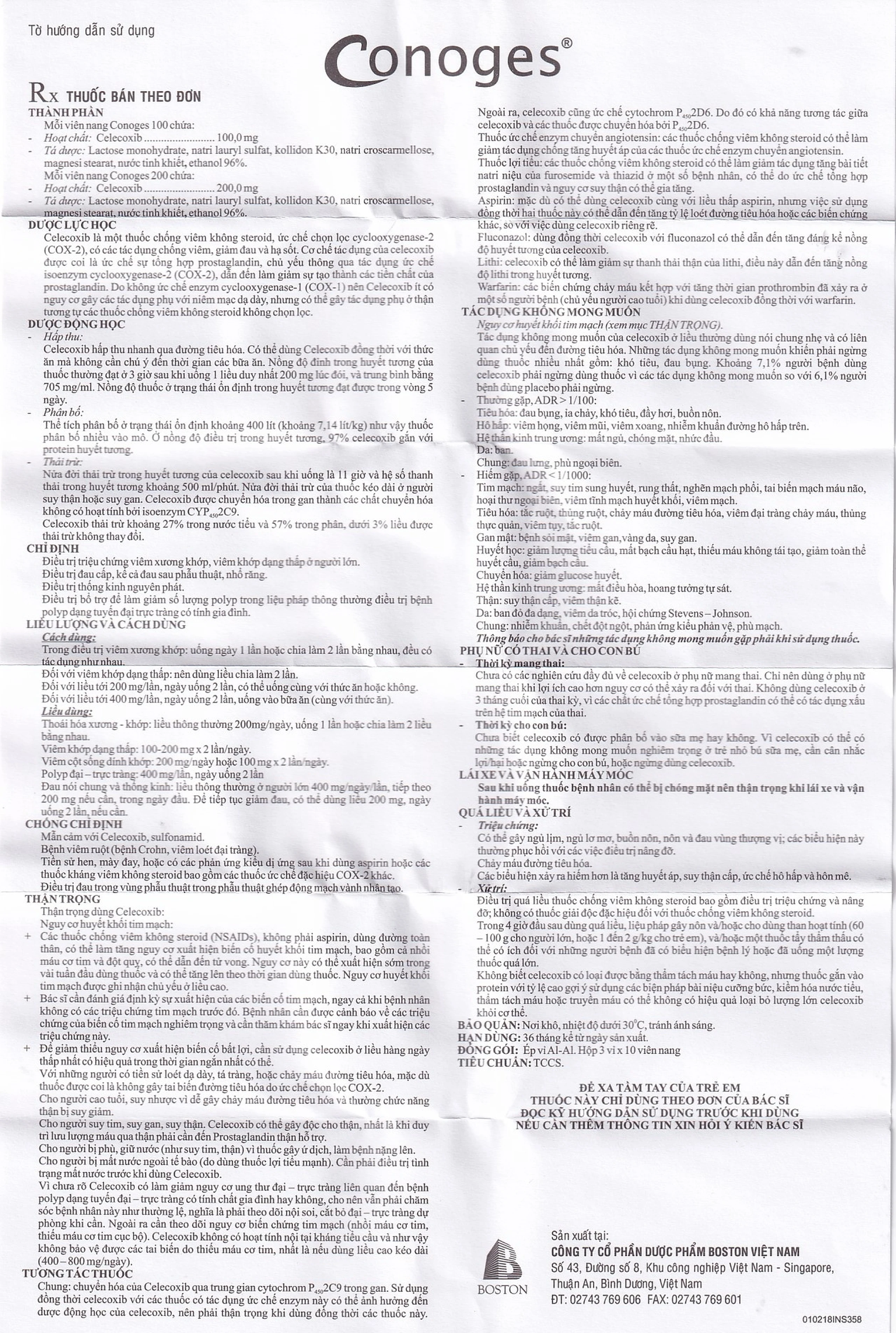 Thuốc Conoges 200 Boston điều trị triệu chứng viêm xương khớp, viêm khớp dạng thấp (30 viên)