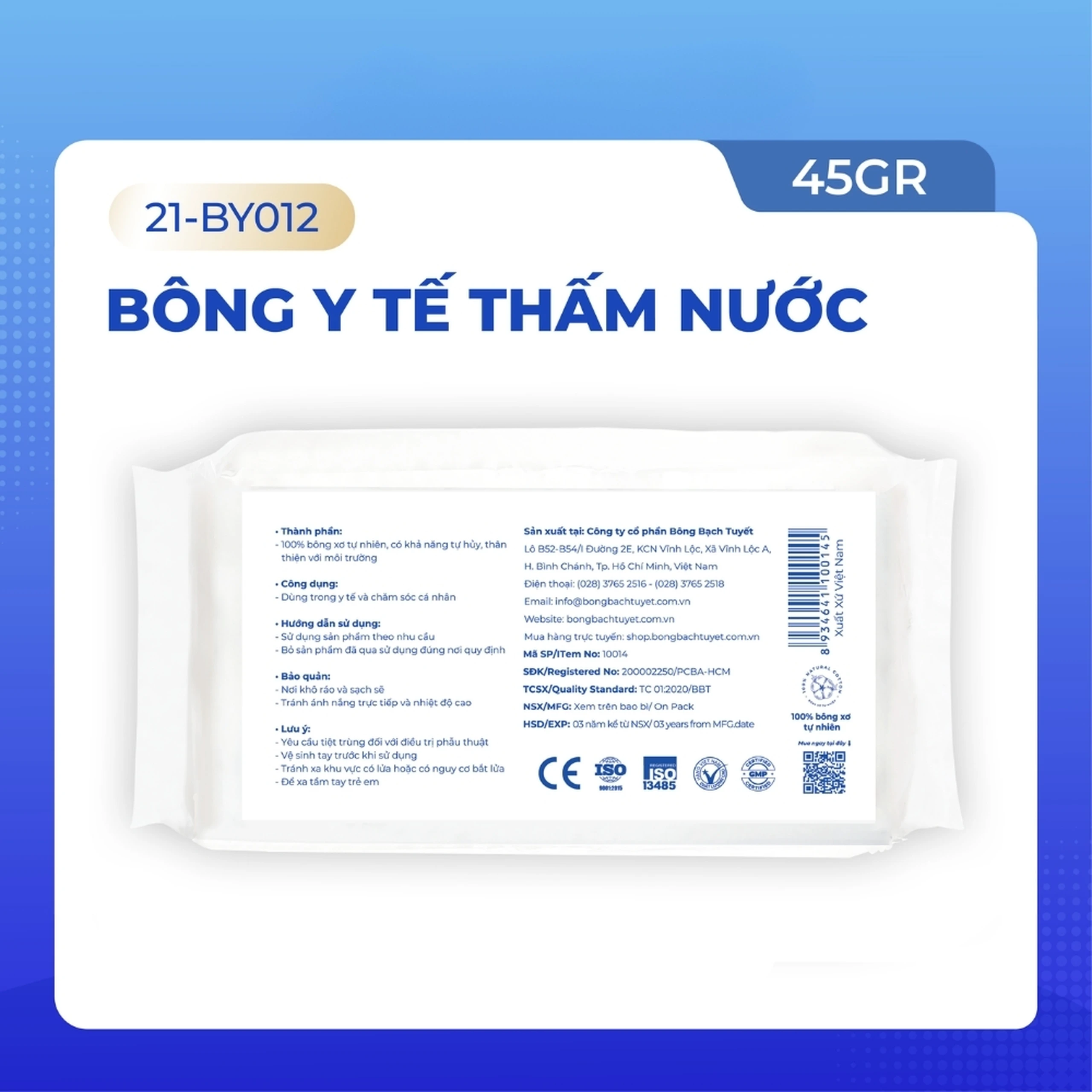 Bông cuộn thấm nước Bạch Tuyết 45g vệ sinh cá nhân và y tế 5