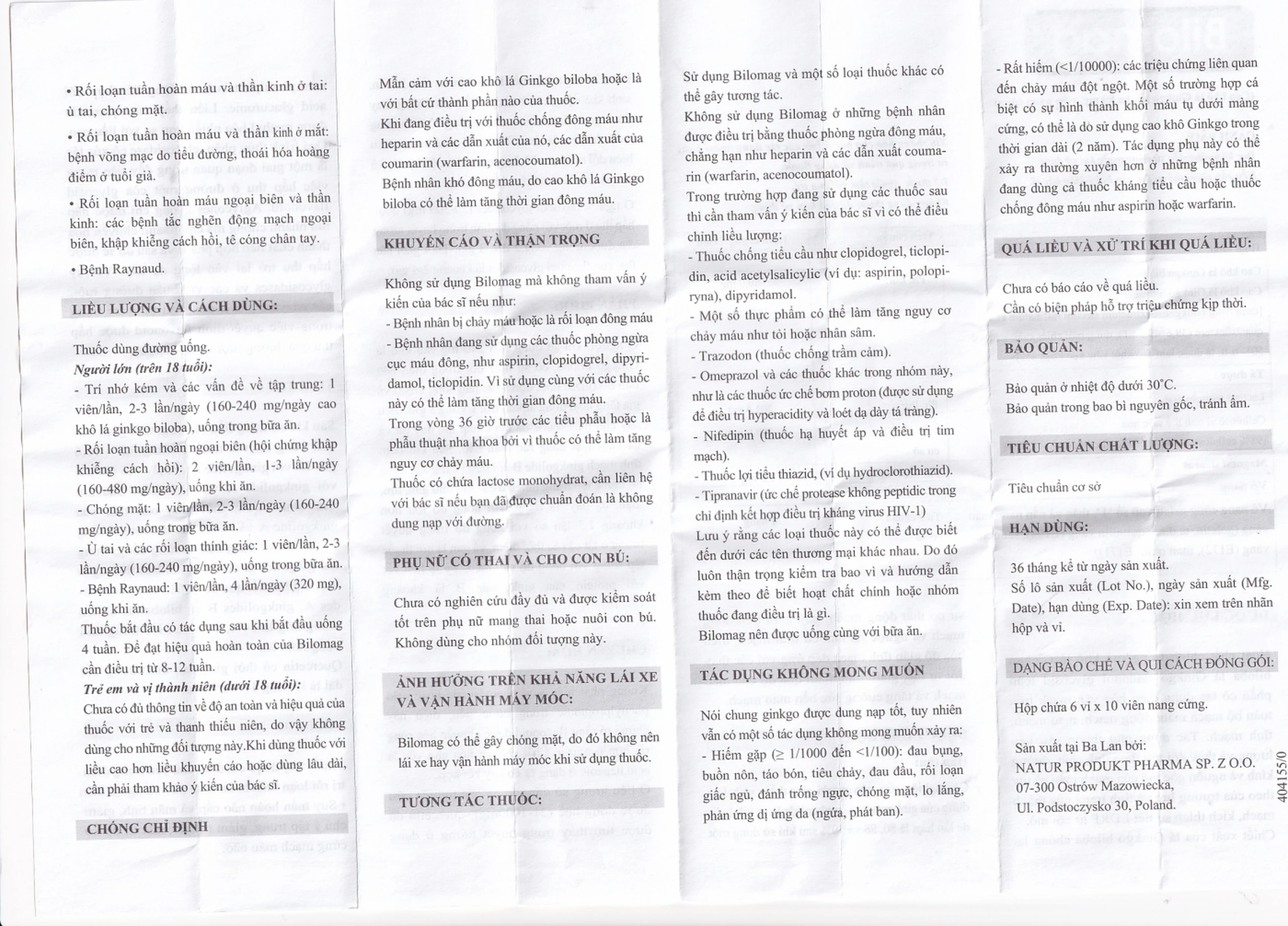 Thuốc Bilomag 80mg Natur Produkt Pharma điều trị suy tuần hoàn não, giảm chú ý tập trung (6 vỉ x 10 viên)