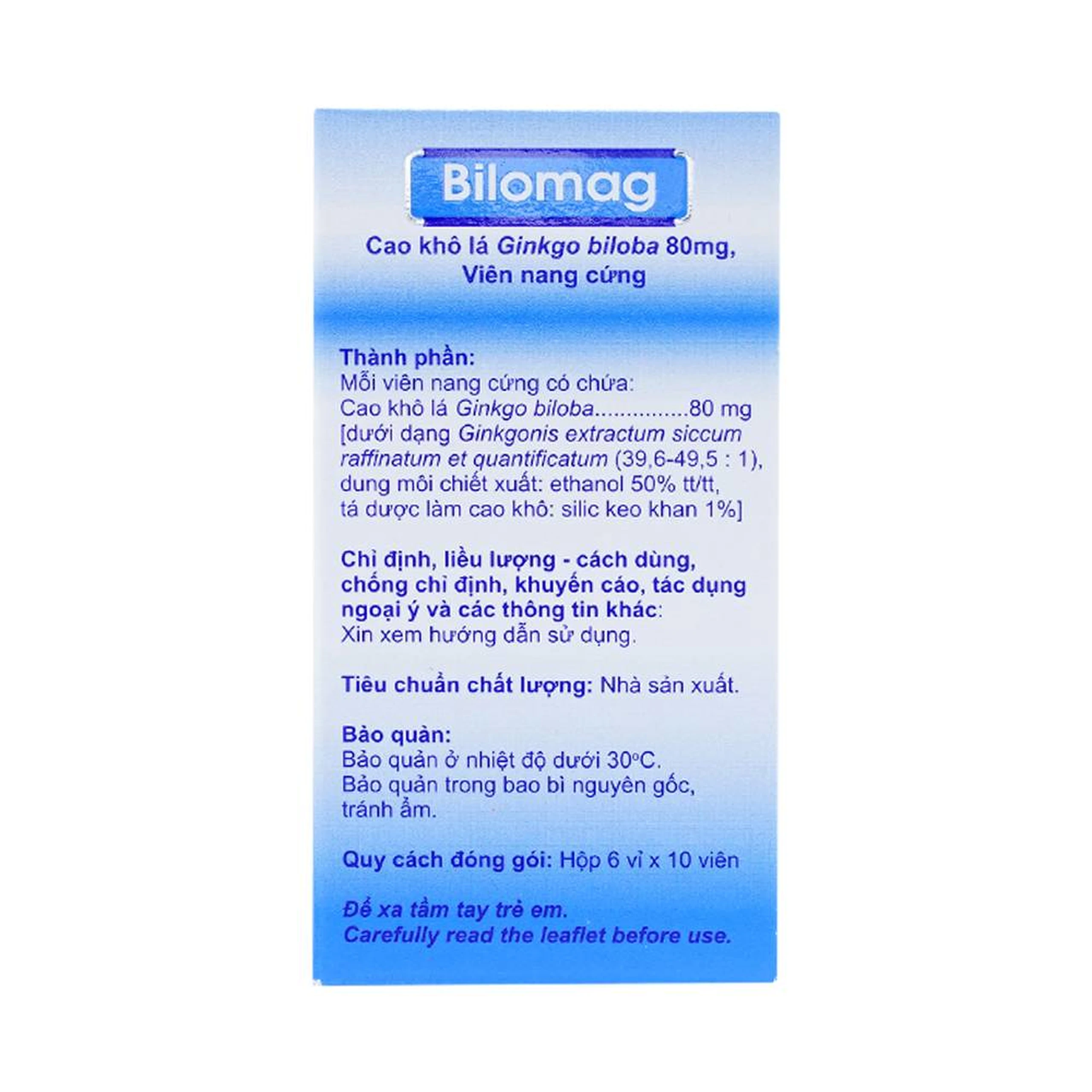 Thuốc Bilomag 80mg Natur Produkt Pharma điều trị suy tuần hoàn não, giảm chú ý tập trung (6 vỉ x 10 viên)
