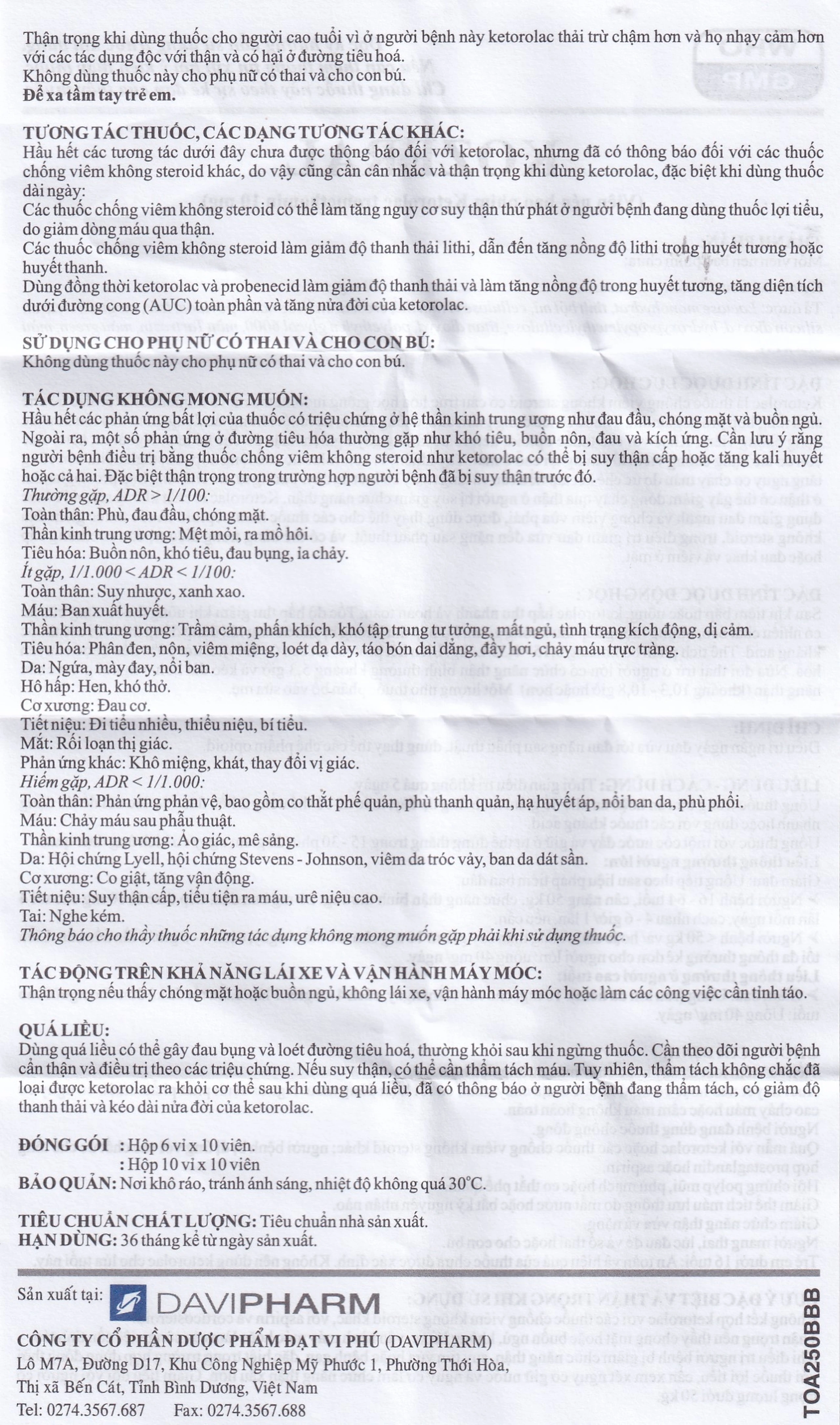 Viên nén Kozeral 10mg DaviPharm điều trị đau vừa tới nặng sau phẫu thuật (6 vỉ x 10 viên)