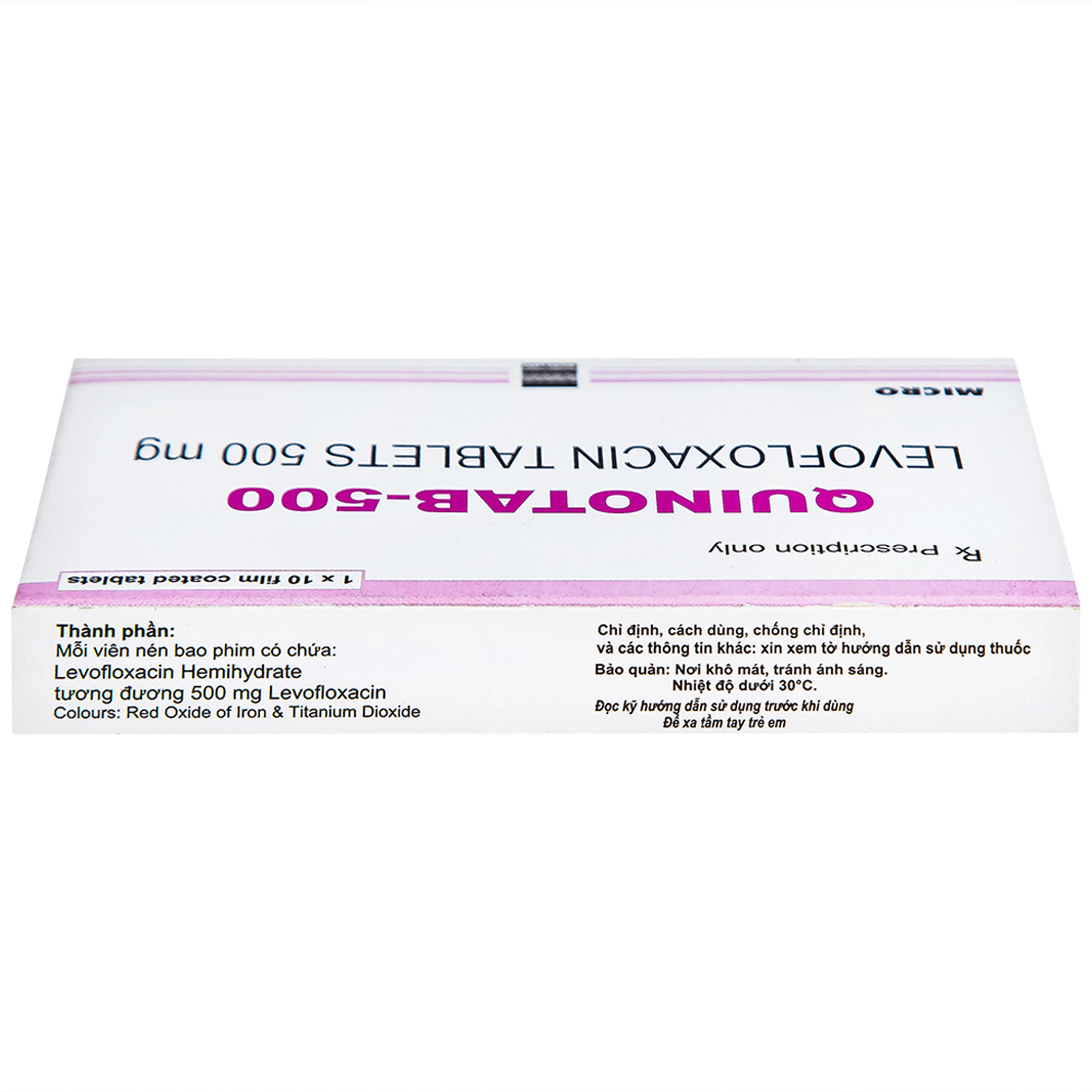 Thuốc Quinotab-500 Micro điều trị các chứng nhiễm trùng (1 vỉ x 10 viên) 