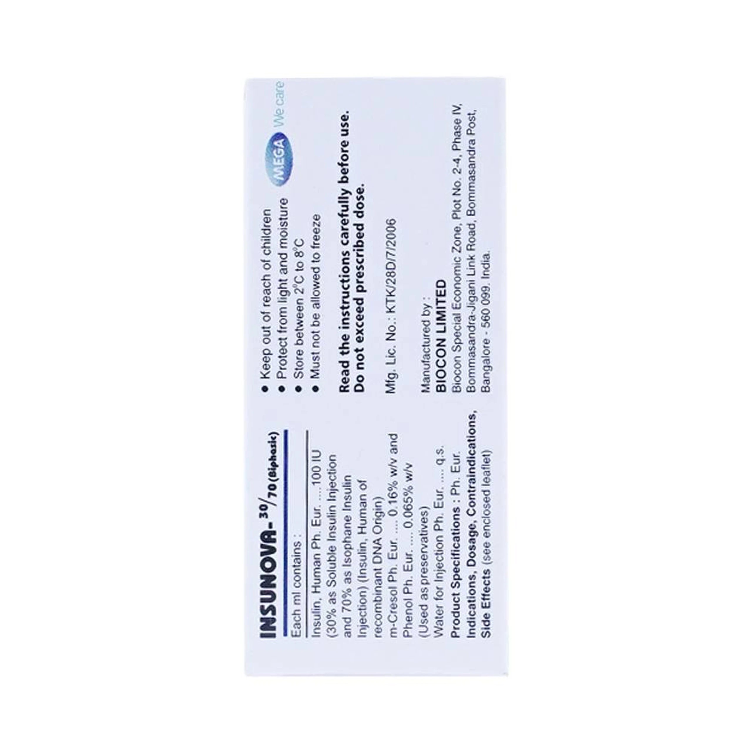  Thuốc tiêm Insunova 30/70 100IU MEGA We care điều trị đái tháo đường (10ml)