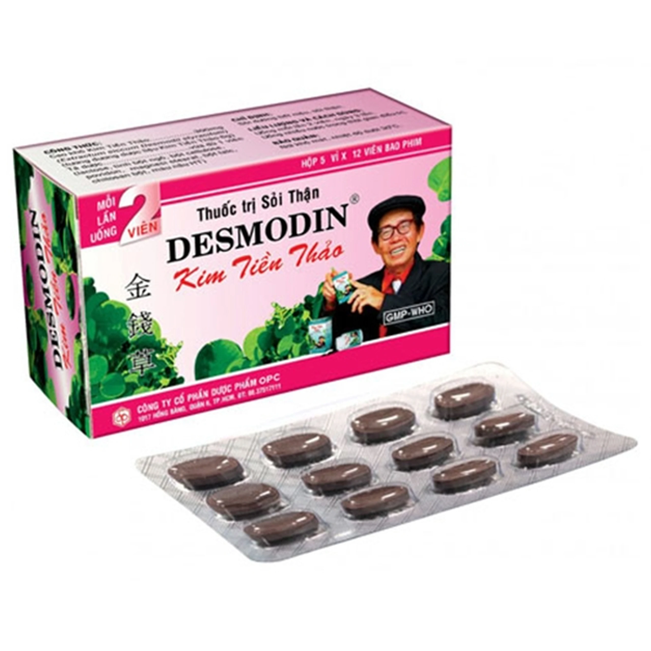Thuốc Desmodin Kim Tiền Thảo OPC điều trị sỏi đường tiết niệu, sỏi thận (5 vỉ x 12 viên)