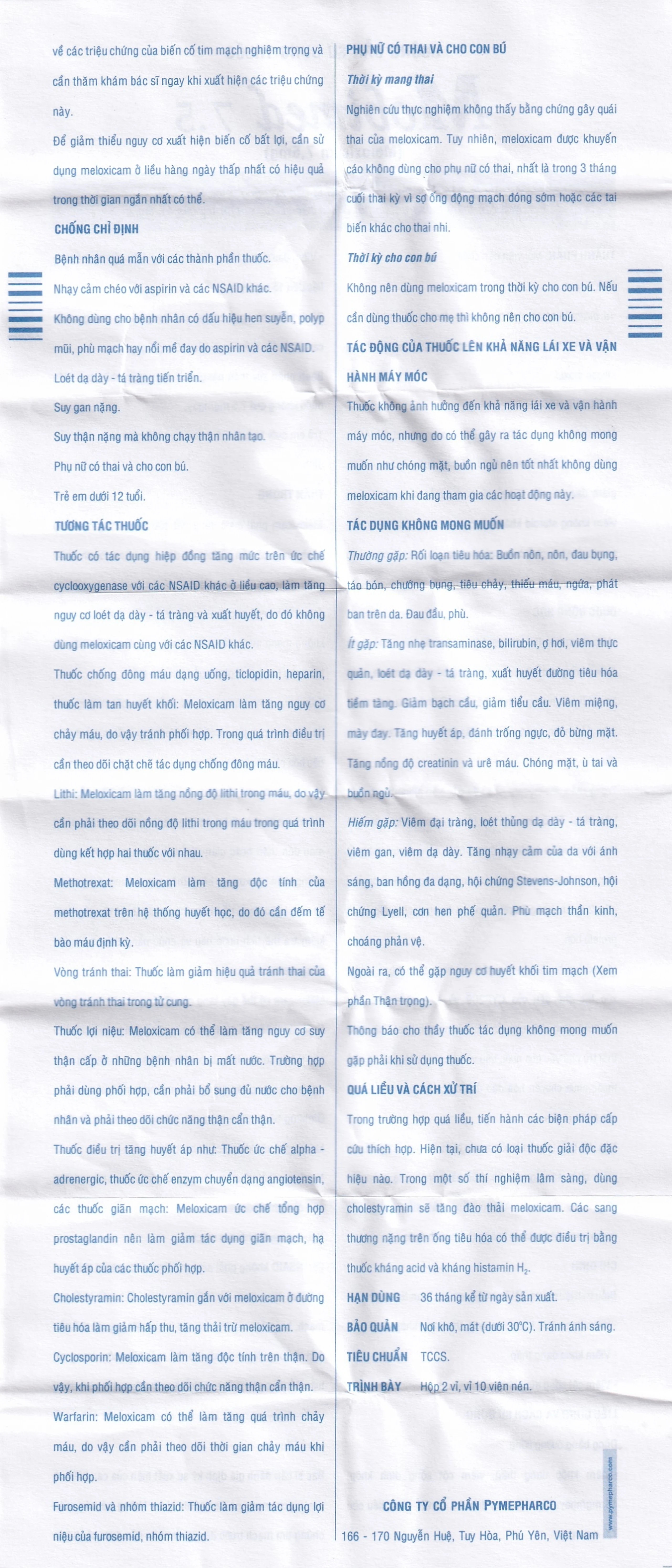 Thuốc Mobimed 7.5mg Pymepharco điều trị viêm khớp dạng thấp, viêm cột sống (2 vỉ x 10 viên)