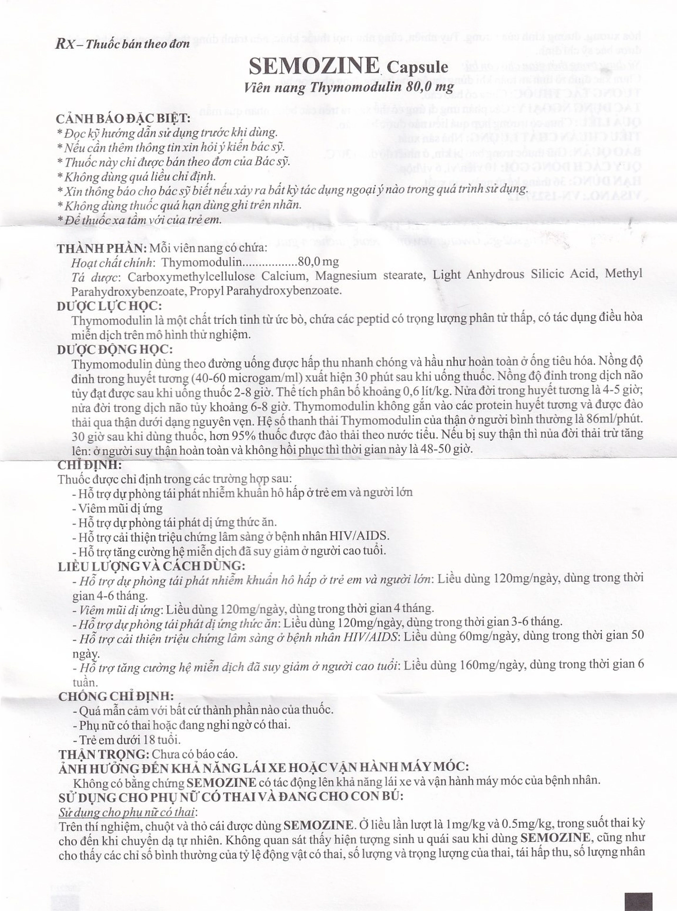 Thuốc Semozine Capsule 80mg YooYuong hỗ trợ dự phòng tái phát nhiễm khuẩn hô hấp (6 vỉ x 10 viên)