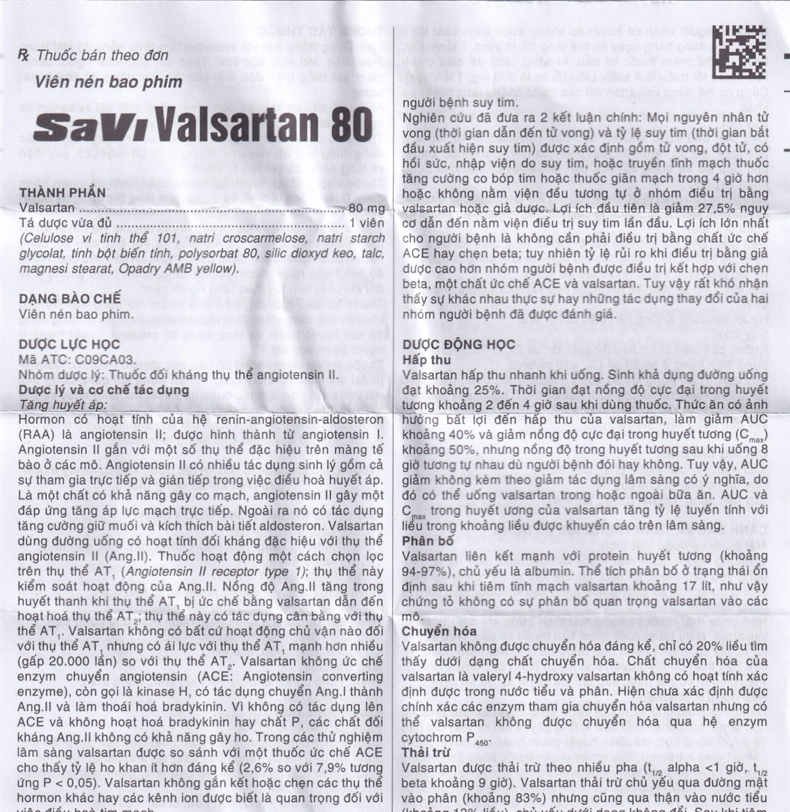 Thuốc Savi Valsartan 80 điều trị tăng huyết áp, nhồi máu cơ tim (3 vỉ x 10 viên)