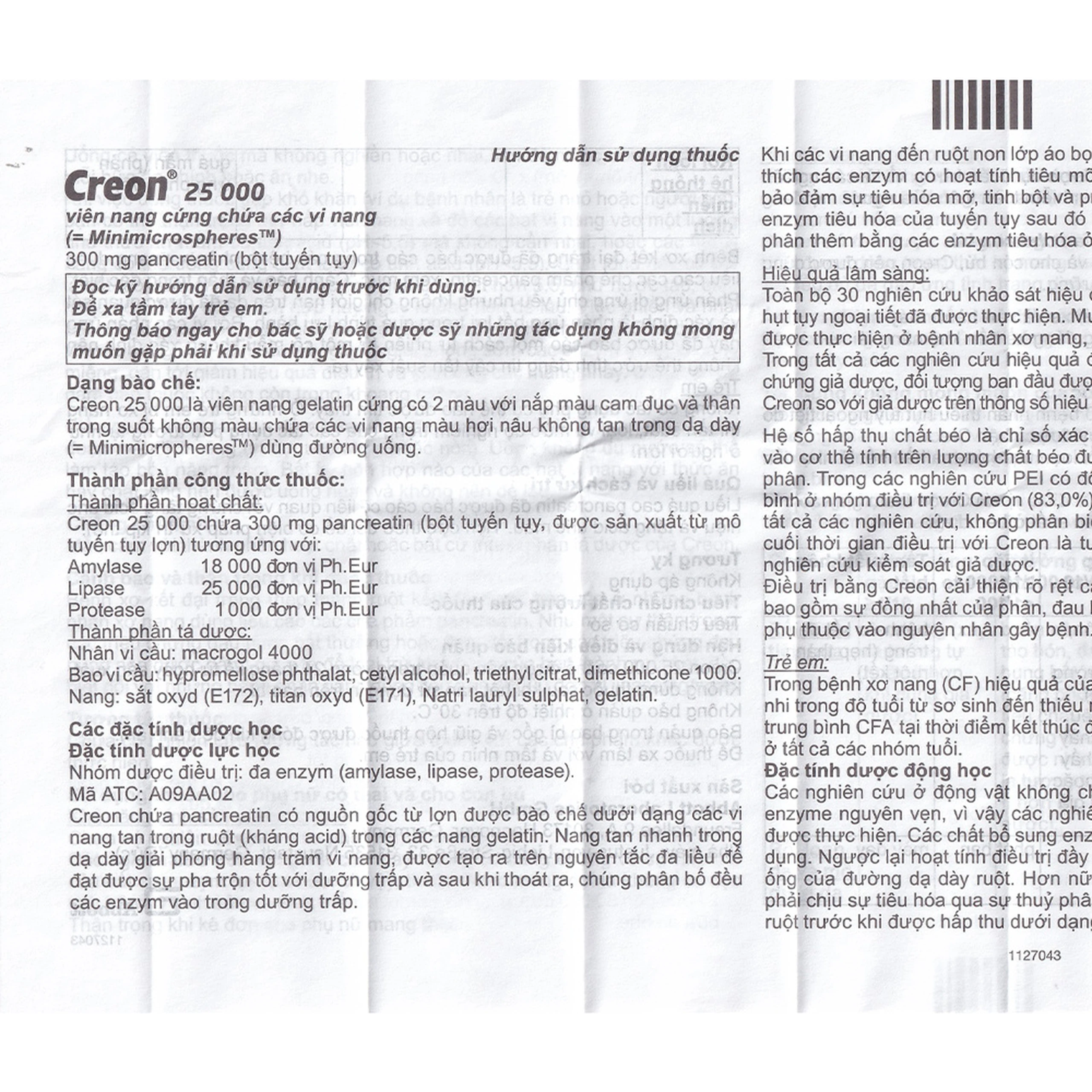 Thuốc Creon 25000 Abbott điều trị thiểu năng tụy ngoại tiết (20 viên)