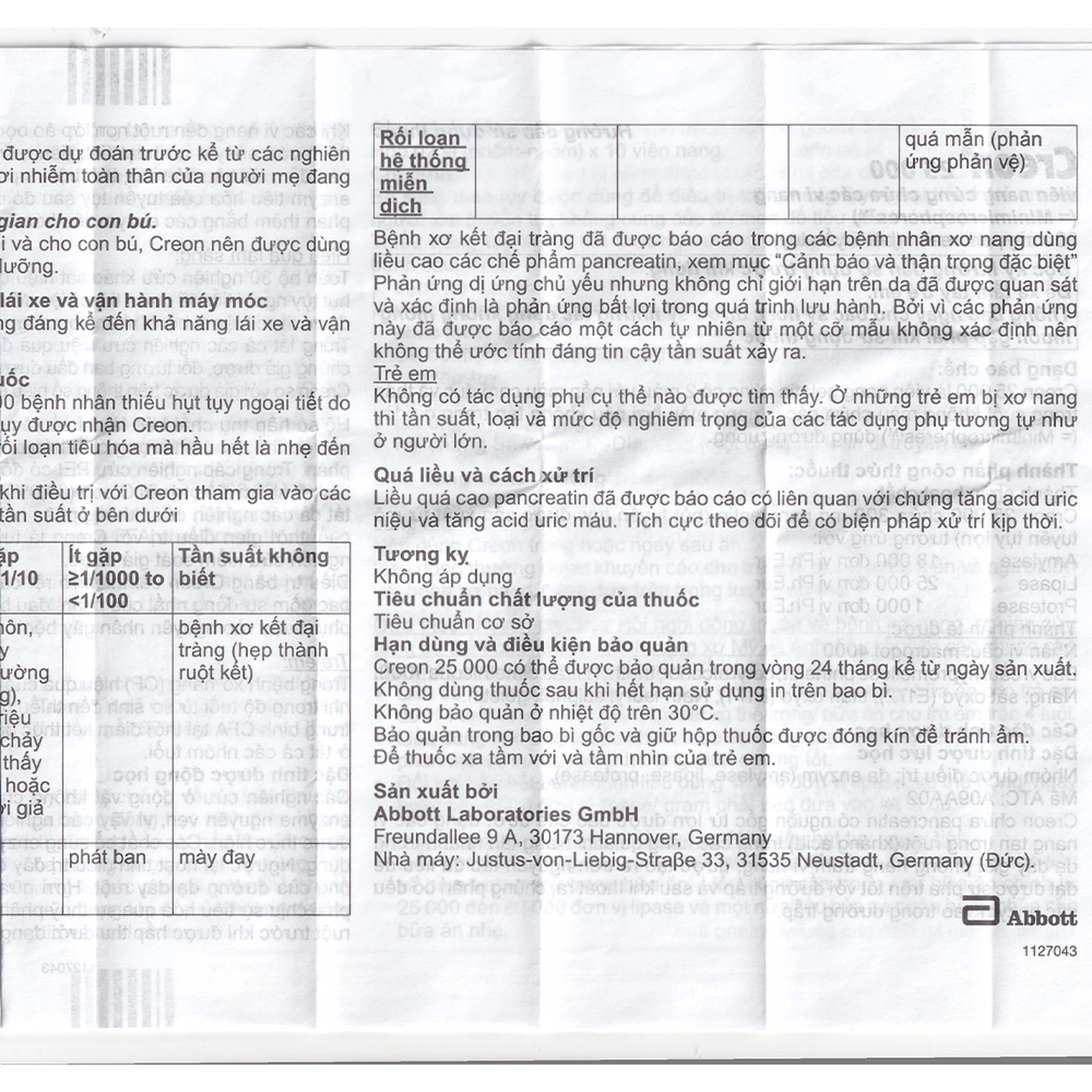 Thuốc Creon 25000 Abbott điều trị thiểu năng tụy ngoại tiết (20 viên)