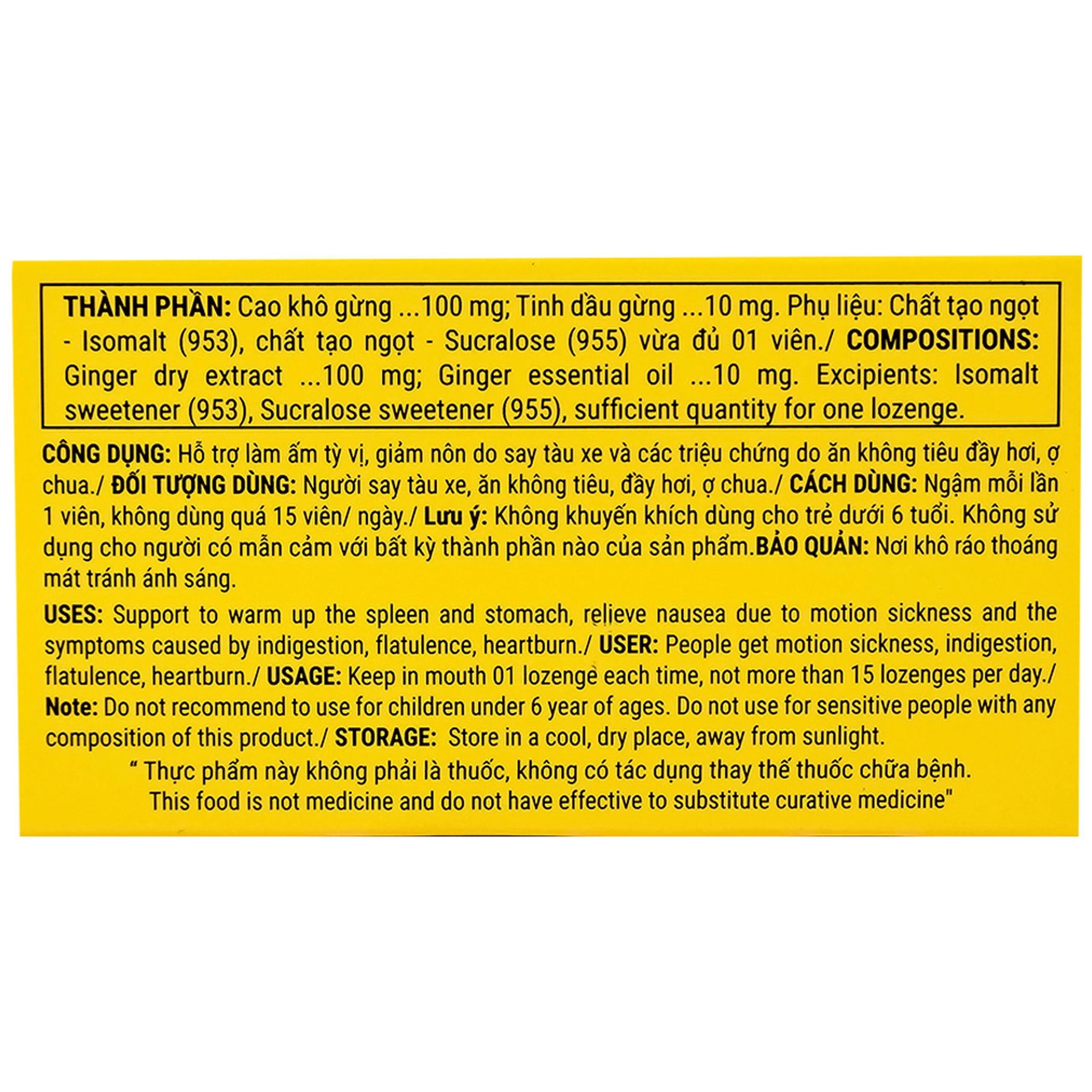 Kẹo Ngậm Ho Vị Gừng Vietnat (20 viên)